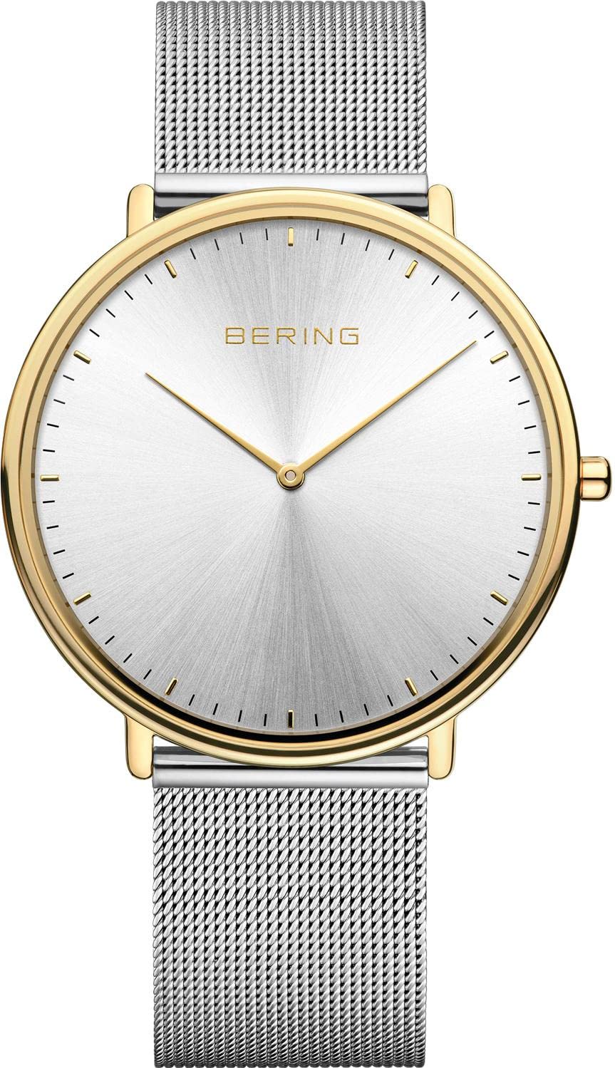 Bering Unisex Quarz Uhr | Armbanduhr 39 mm Edelstahlgehäuse und Sunray Zifferblatt | Milanaisearmband | Saphierglas | 3 ATM | 15739