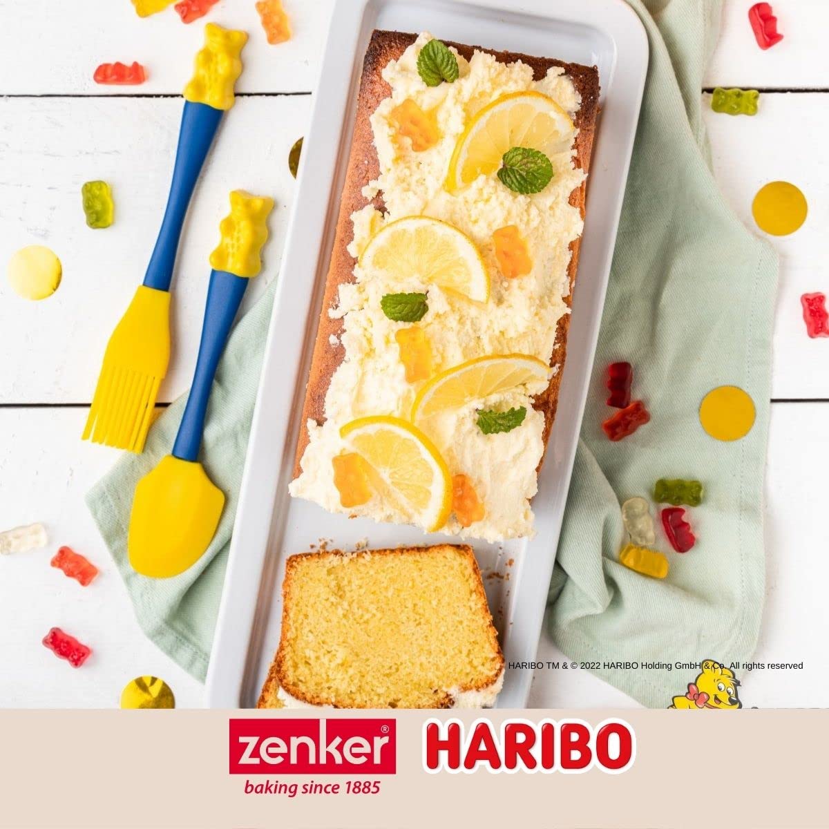 Zenker Meets Haribo pędzel do pieczenia glazury i marynaty – z silikonowym włosiem do precyzyjnego wpinania mięsa, burgerów lub ciasteczek – pędzel silikonowy w stylu Haribo