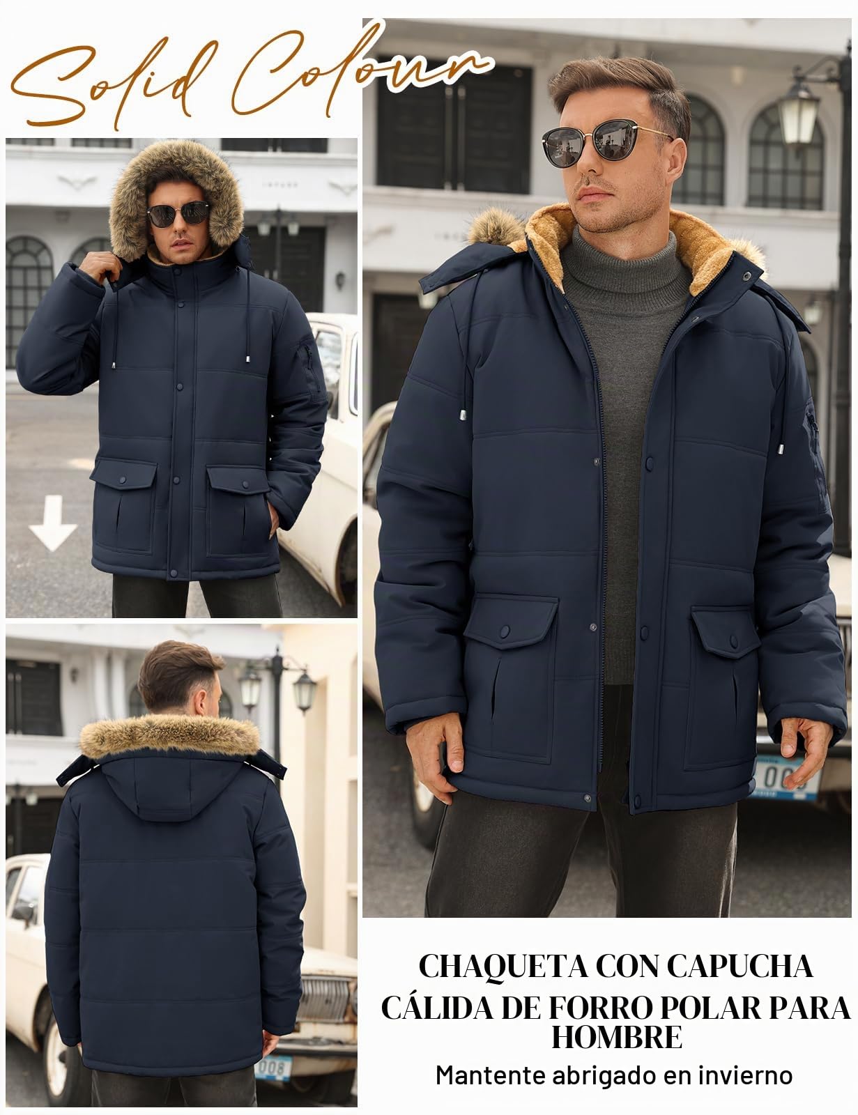 TOMEEK Chaqueta Hombre Invierno Abrigo Cálido Parka con Capucha y Bolsillos Chaqueta Acolchada Térmica Abrigos Cazadora Forro Polar Grueso Casual Chaquetas para Hombre | Acolchada Térmica con Bolsillos, Abrigos, Cazadora con Forro Polar Grueso, Chaquetas