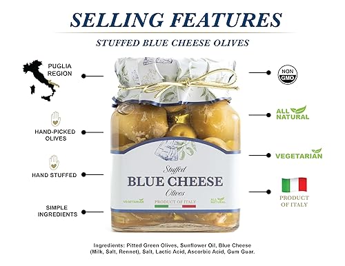 Miniatura 4 de Giusto Sapore Aceitunas Rellenas de Queso Azul 10oz