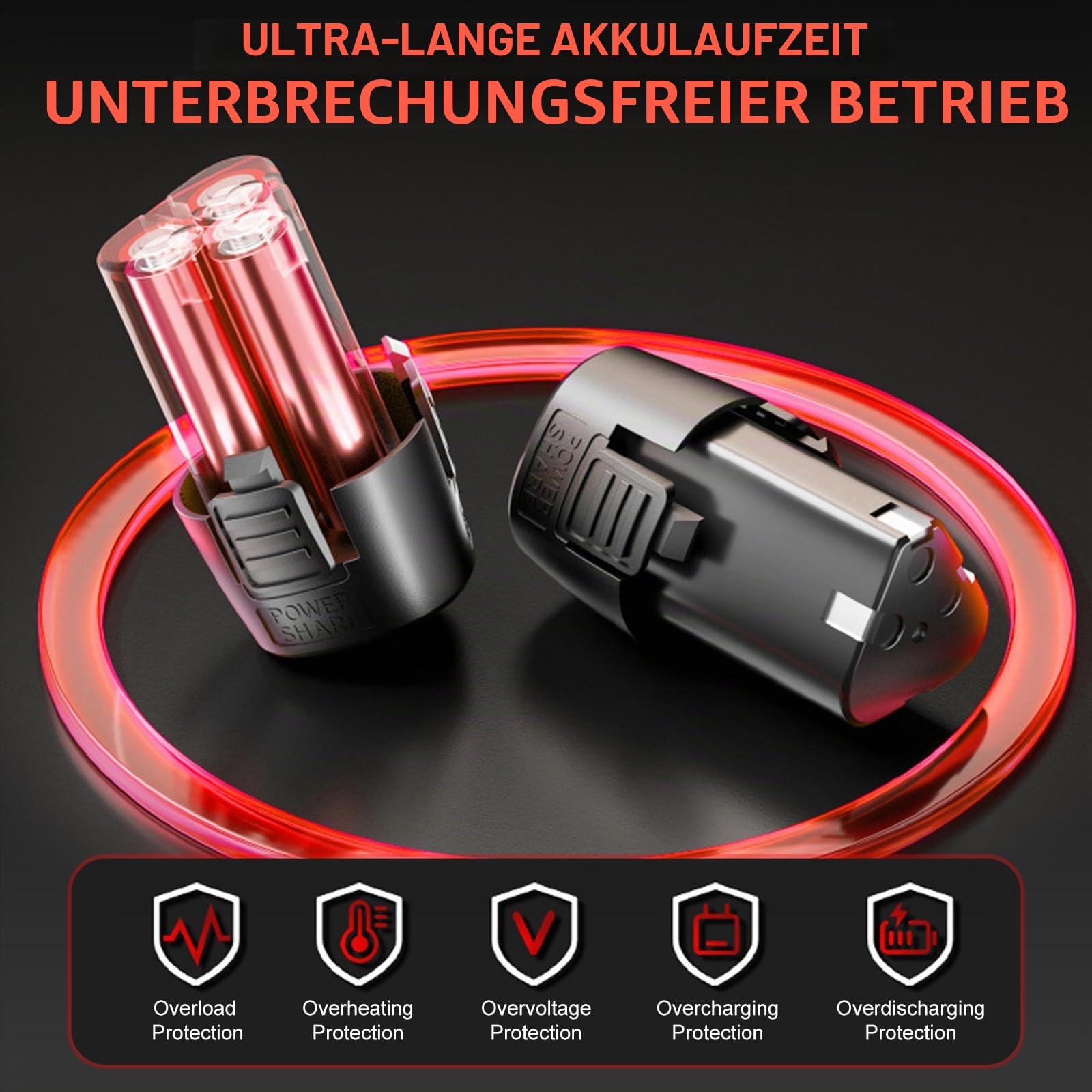 VOBOR Schnurlose Akku Ratsche 3/8”, 2 x 4500mAh Akku 12V, 35N.m Ratschenschlüssel Set 320 U/Min, Kabellose Ratschenschrauber mit LED-Licht, Schnellladegerät & 7 Stecknüssen, für Autos, Möbel