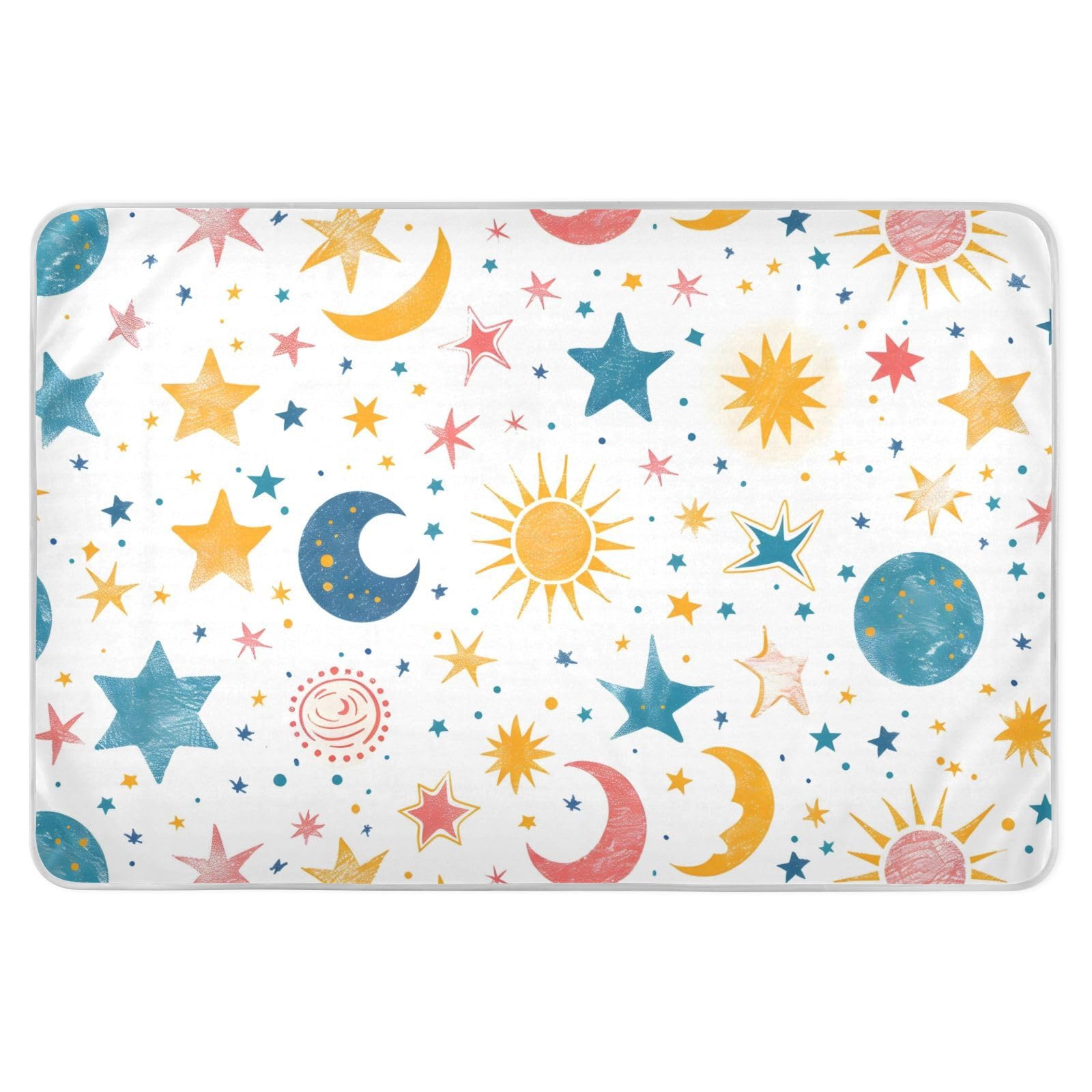 CEBUGI 34” x 52”Washable Underpads Heavy Absorbency Waterproof Incontinence Bed Pads Stars Moon Pee Pads for Adults Kids and Baby