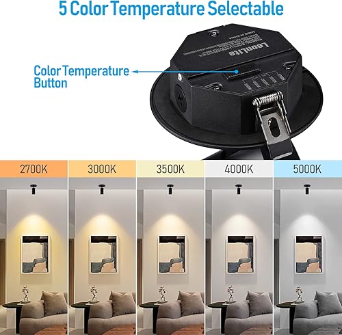 Miniatura 3 de LEONLITE Foco de techo LED regulable de 5 colores con caja de conexiones incluida, foco ajustable CRI90, luces LED direccionales IP65 para