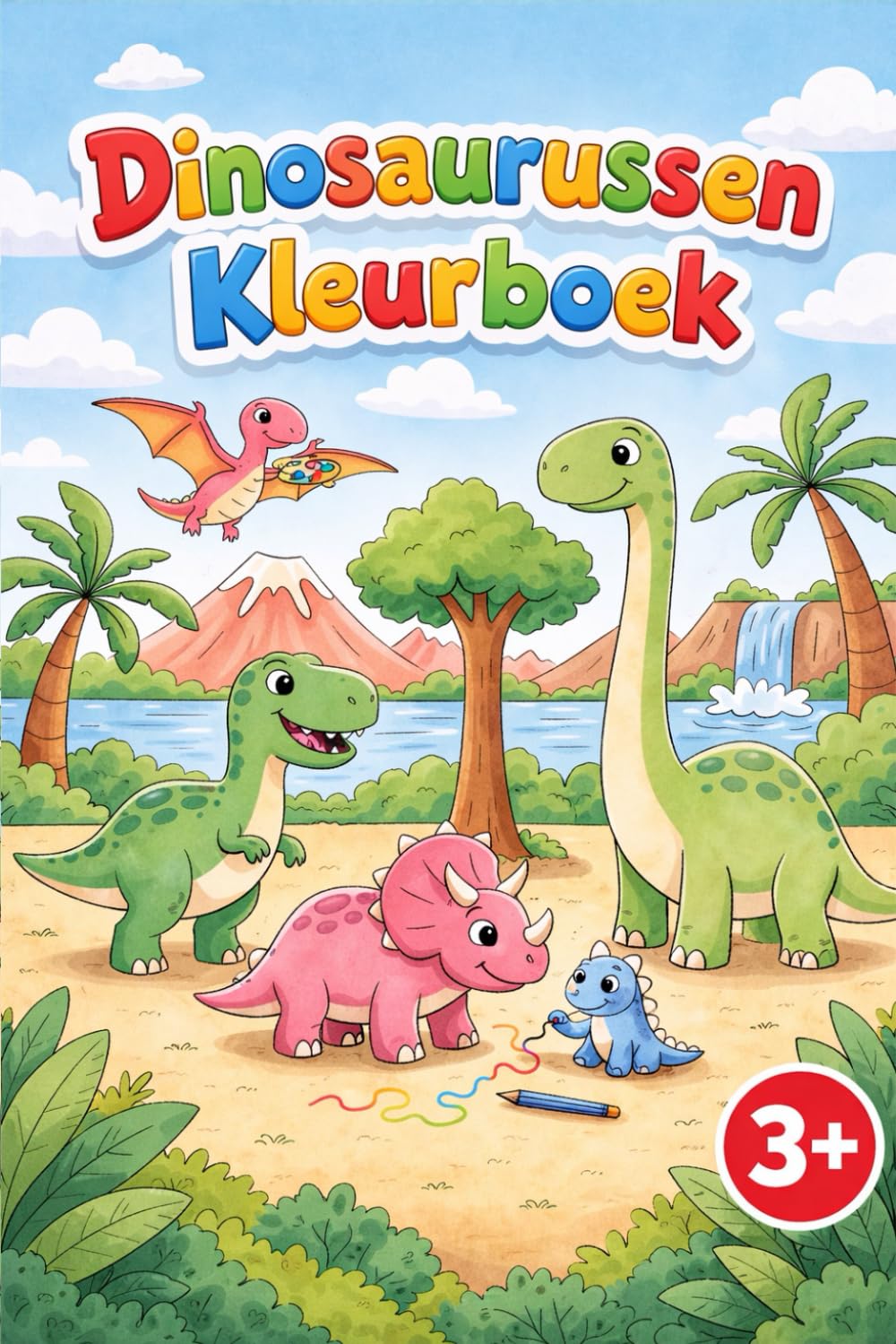 Dinosaurussen kleurboek voor kinderen vanaf 3 jaar: Grote en eenvoudige tekeningen om in te kleuren – Dikke lijnen perfect voor peuters – Leren en plezier maken