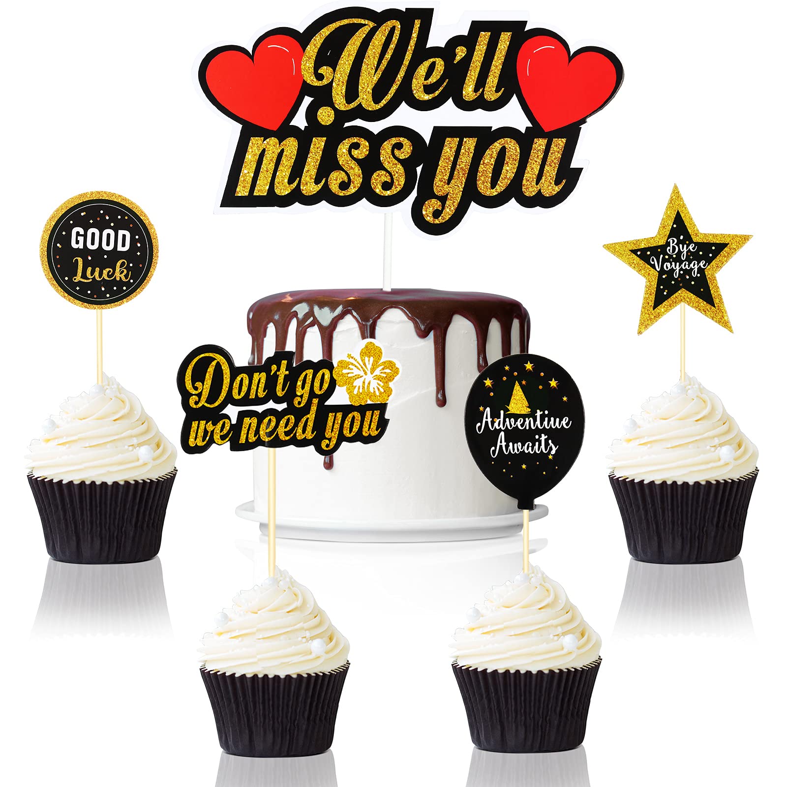 Buy 25 Pieces We Will Miss You Cupcake Toppers Good Luck Cupcake Picks ...
