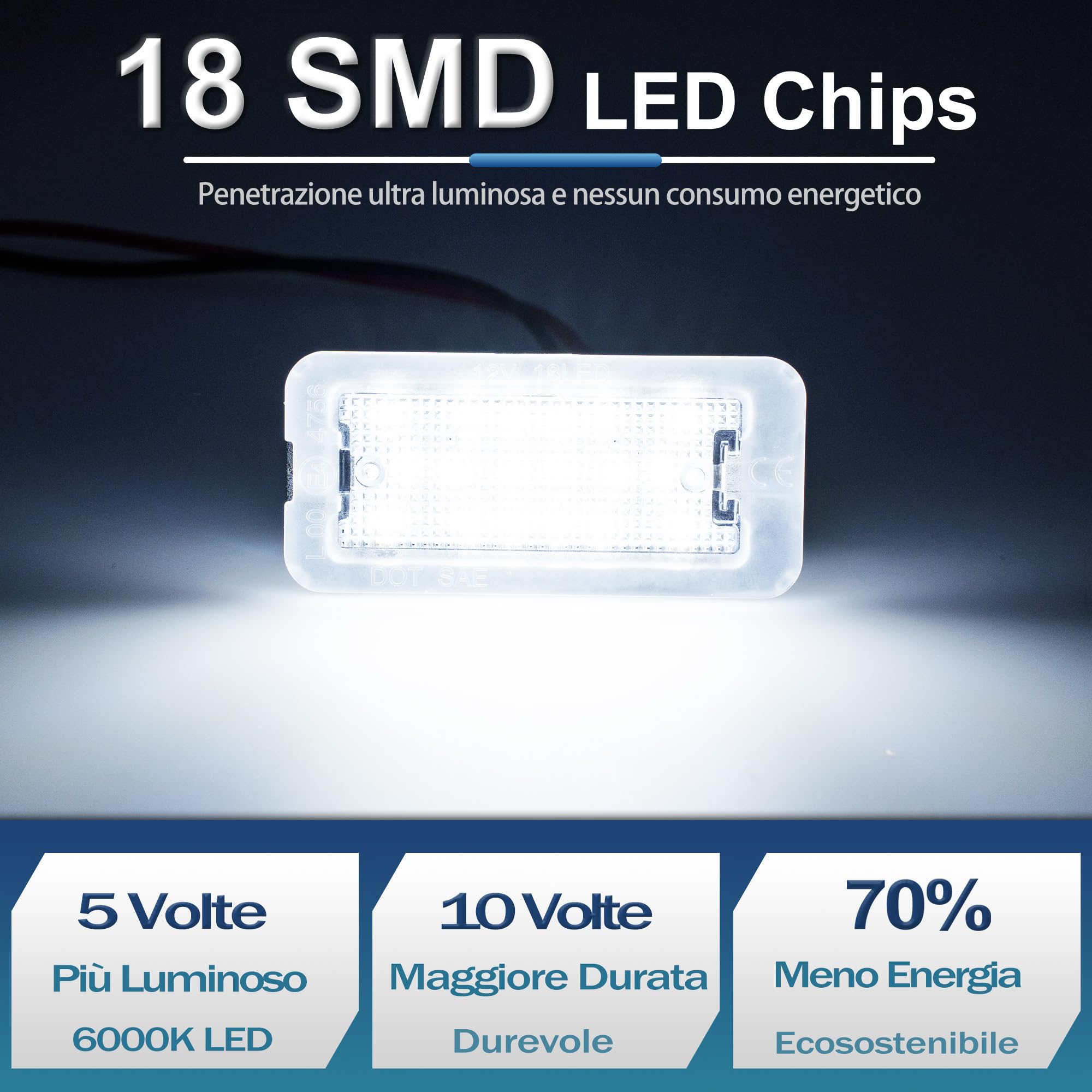LED Luci targa per F.iat 500 2007-2019, 2008-2024 Abarth 500/595/695 Luce Targa, Fi.at 500C 595C 312 Led Targa Auto Canbus senza errori