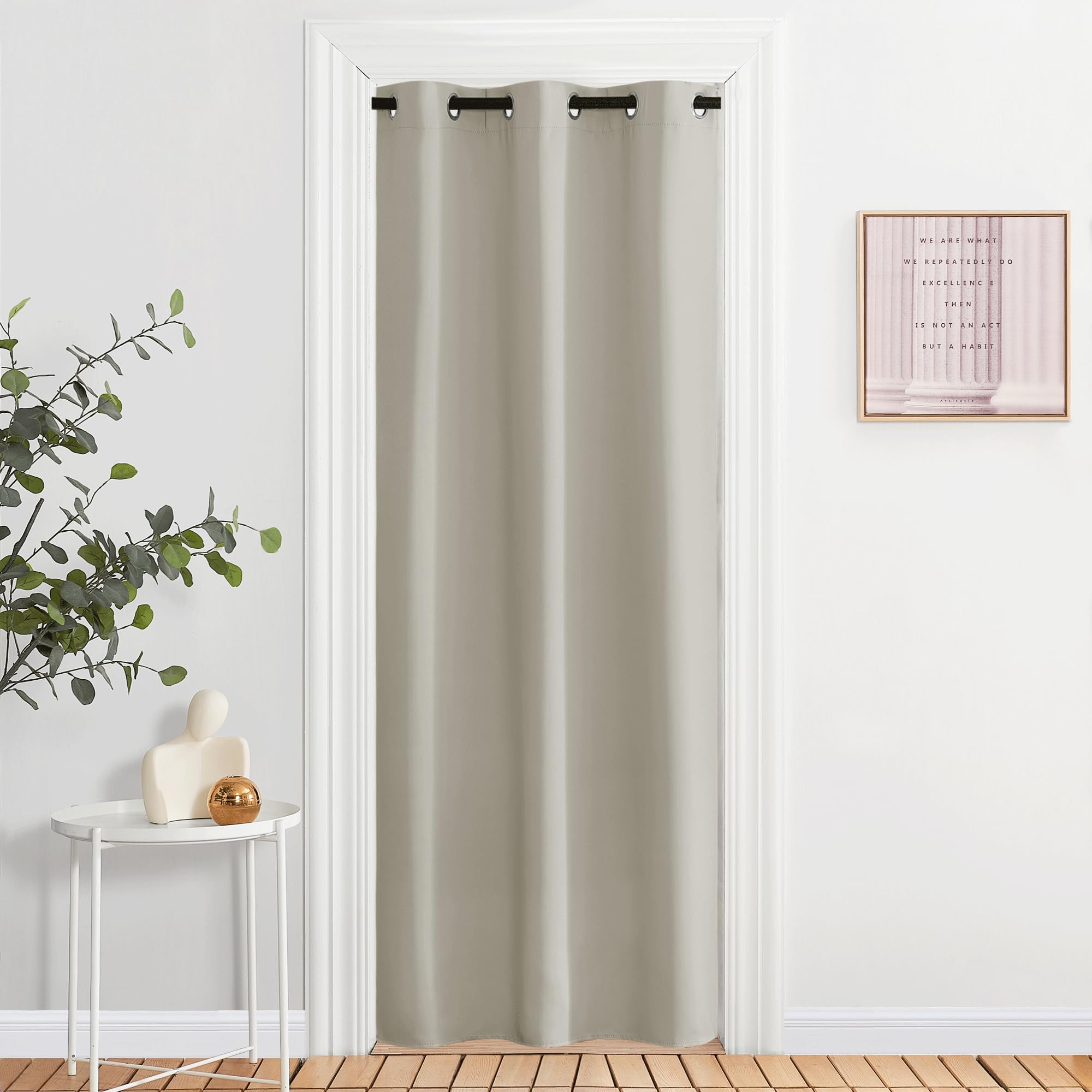 NICETOWN Natural Door Curtain for Doorway Privacy, 80 Inch Length, Room Divider Cover, Blackout Temporary Insulated Closet Panel for Bedroom (1 Panel, 2.8ft Wide)