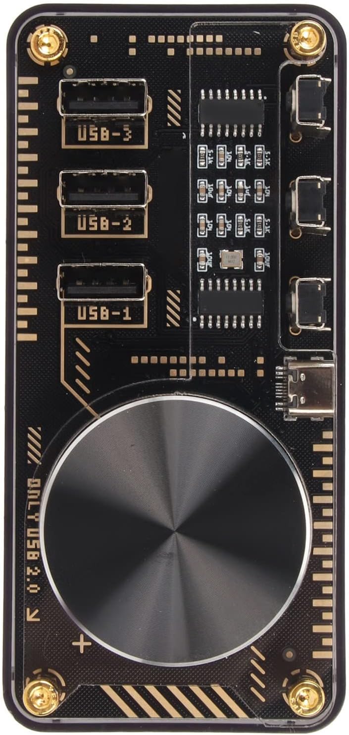 Multimedia Audio Controller, USB Volume Control Knob with 3 USB2.0 Interfaces, Programmable EDC Essential Hub