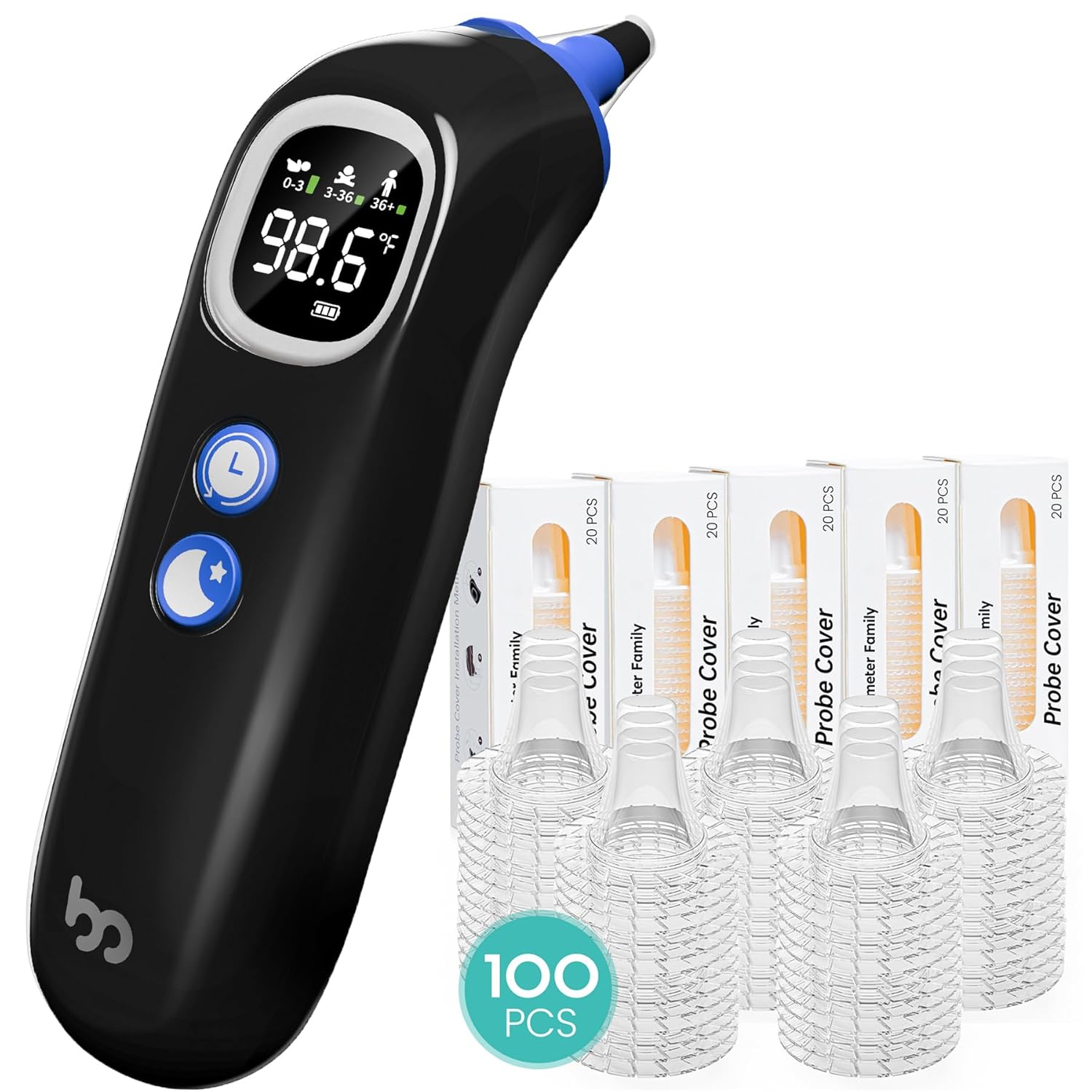 Ear Thermometer + 100X Ear Thermometer Probe Covers