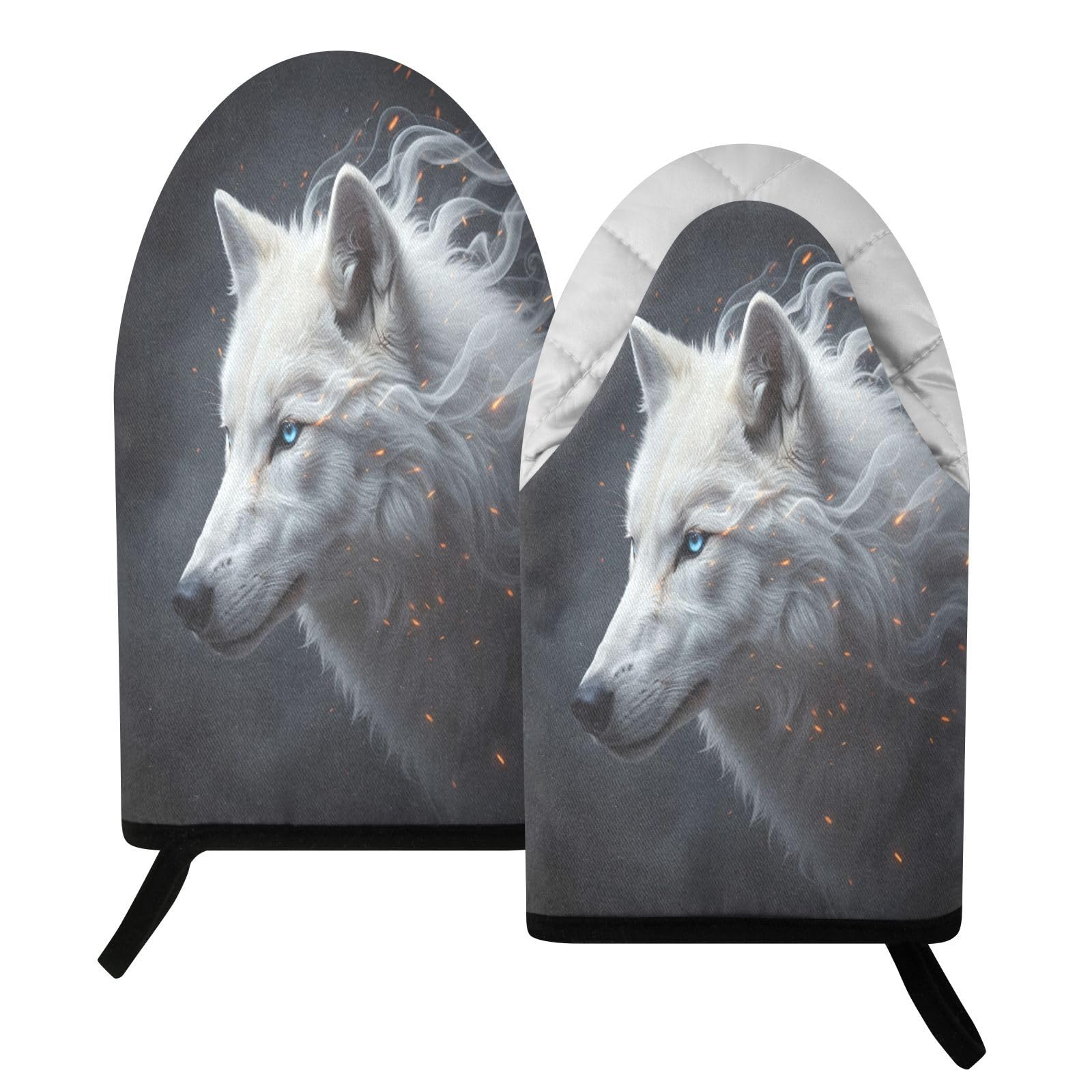 BURSTDDY Wolf Oven Mitt,Heat Resistant Kitchen Mitts for Cooking