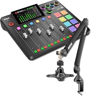 Rode RODECaster Pro 2 Podcast Production Console with Rode VESA Mount and PSA1+ Desk-Mounted Broadcast Microphone Boom Arm