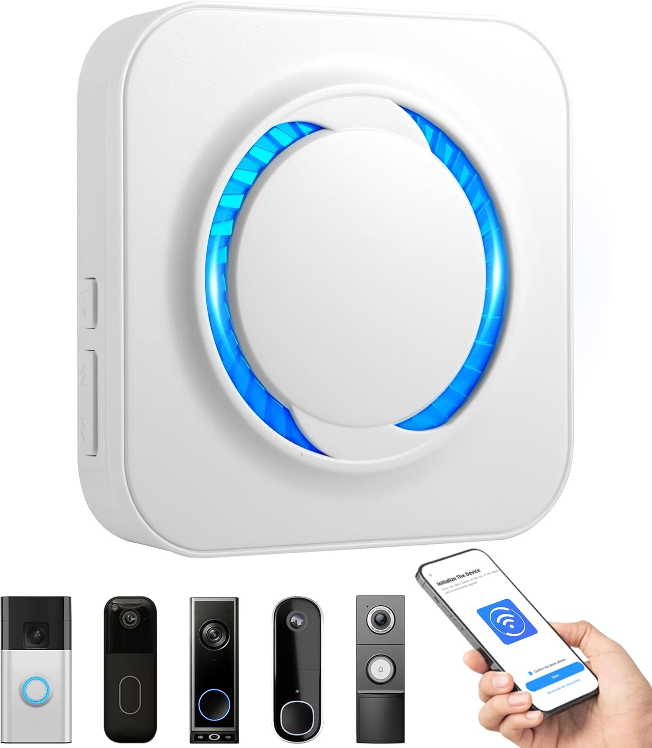WiFi Doorbell Chime, 7-Brand Alexa, 32 Melodies, LED Flash | Plug & Play Wireless Chime Extender, 999+ Units Expandable, 5 Volumes to 110dB, 3 Alert Modes, No Echo Needed