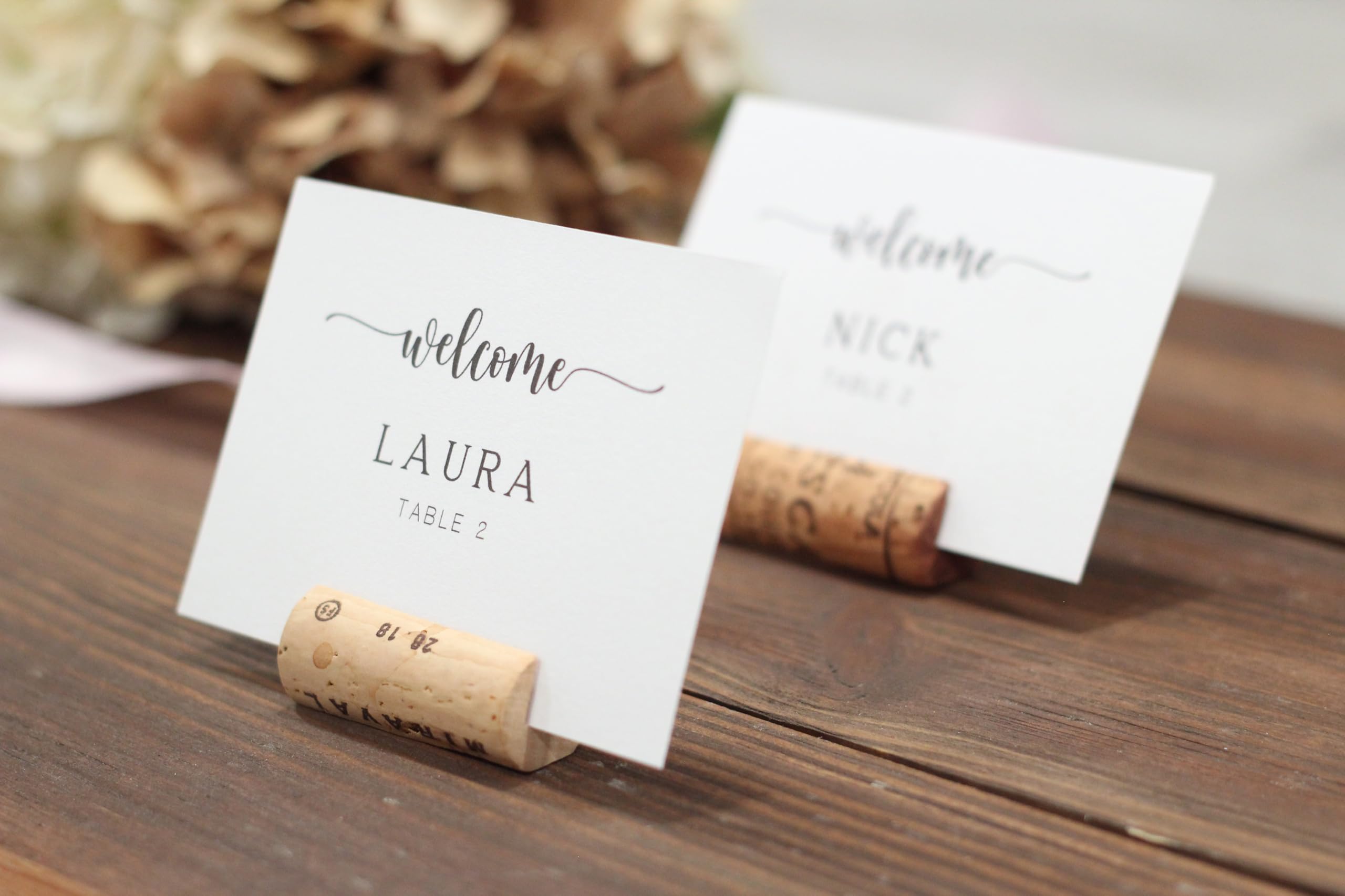 Wine Cork Place Card Holders, Stamped Corks for Weddings, Set of 10, Event Place Card Holders, Guest Name Place Card Holders