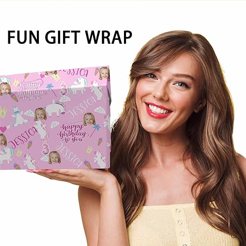 Miniatura 7 de Papel de regalo personalizado, divertido papel de regalo para cara, foto, nombre, Día del Padre, rollo de regalo para papá, hombres, mujeres, niños,