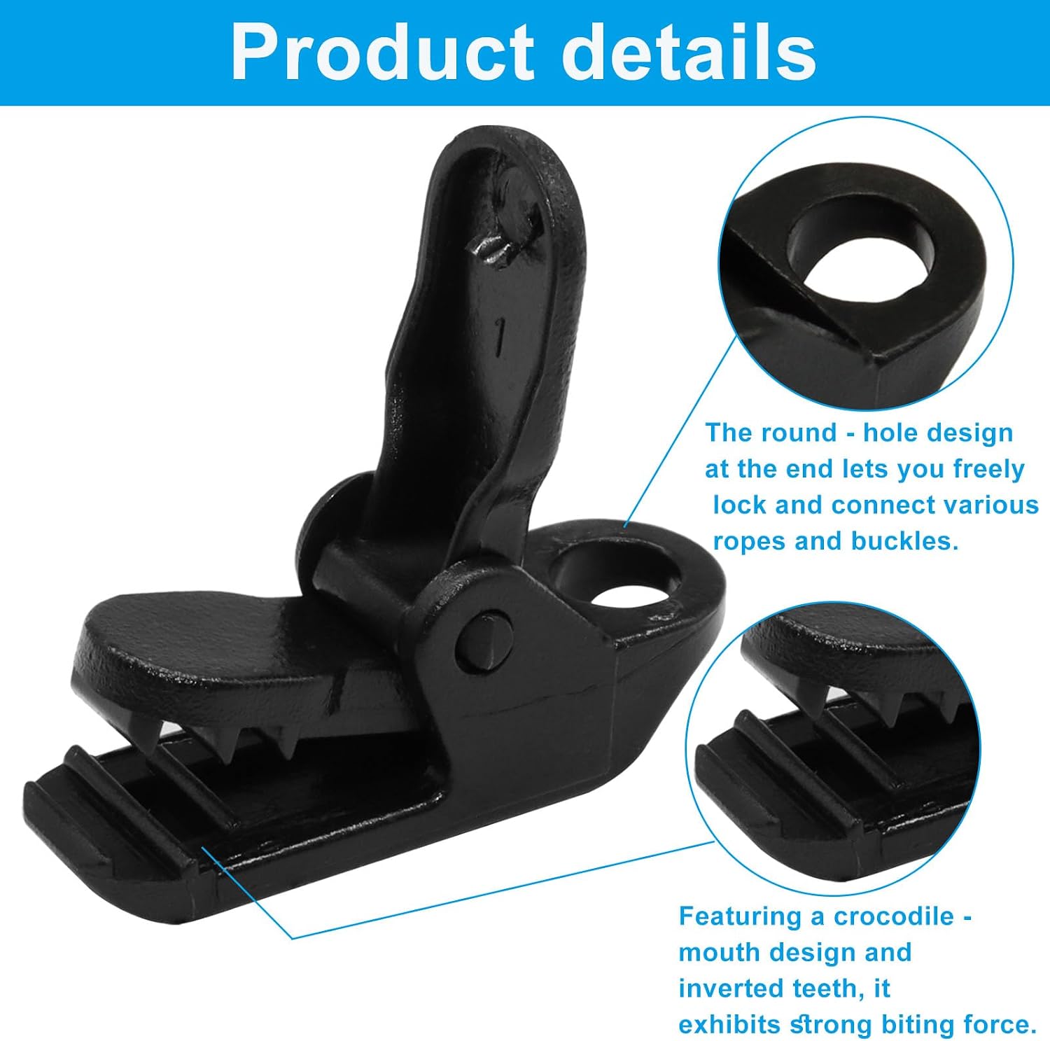 20 Pack Tarp Clips, Windproof & Reusable Tarp Clamps for Tent, Awnings, Caravan, Canopies, Car Cover, Swimming Pool Cover Fasteners (Black)