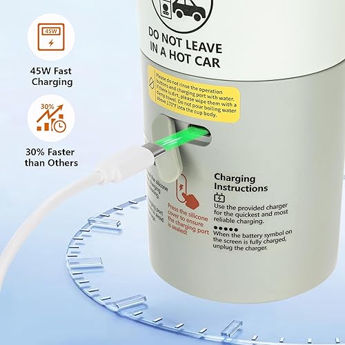 Miniatura 4 de Calentador de botellas portátil para viajes acero inoxidable 316 de 15 onzas, batería de 16000 mAh, calentamiento rápido y control preciso de