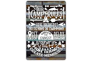 Funny Our Camp Rules Metal Tin Sign for Fun Camper Decor