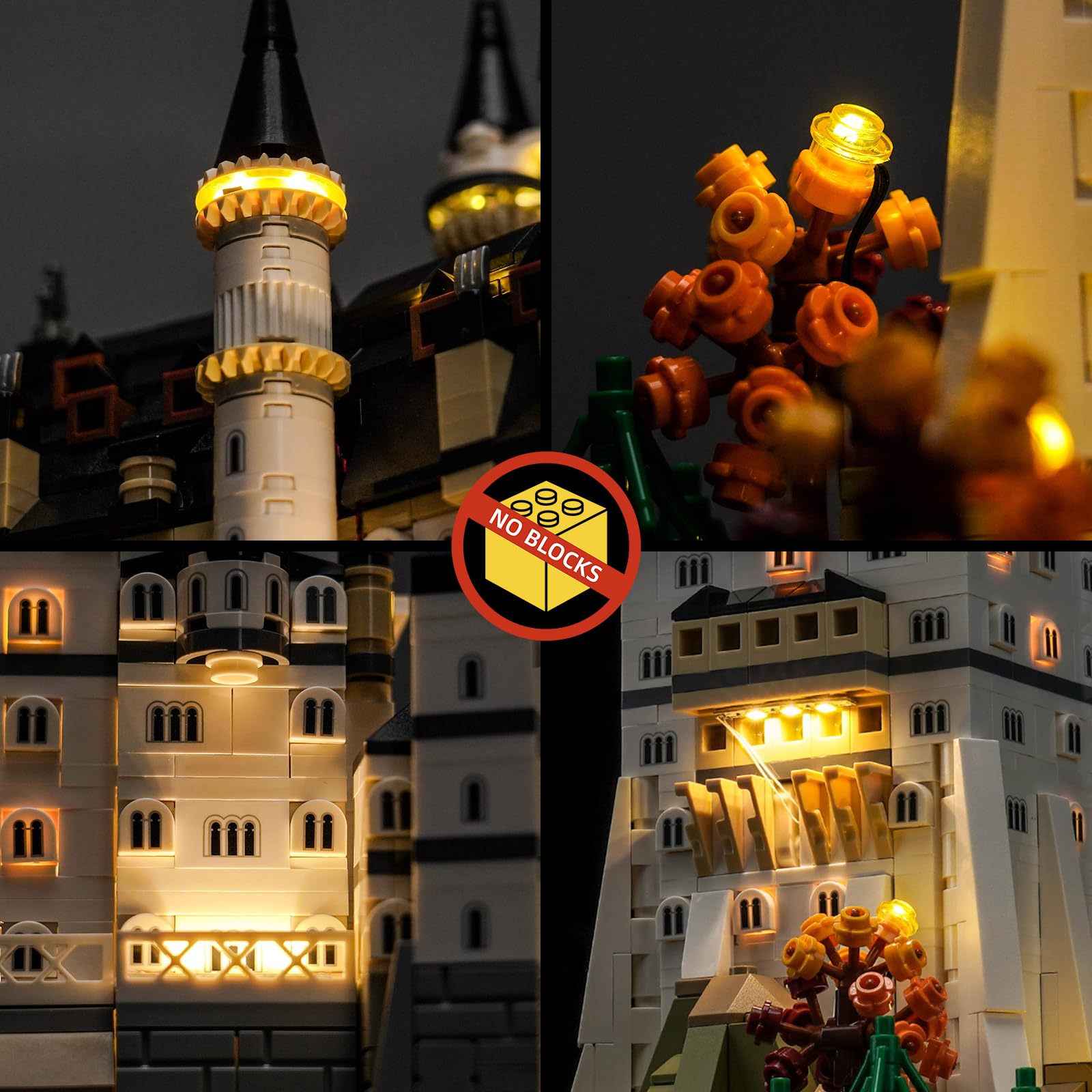 BrickBling Touch Dimmer Schalter Led Licht Set Kompatibel mit Lego Neuschwanstein Castle 21063 (Kein Modell), Dekorationsbeleuchtungsset Compatible with Lego Neuschwanstein Castle Kreative Spielzeug