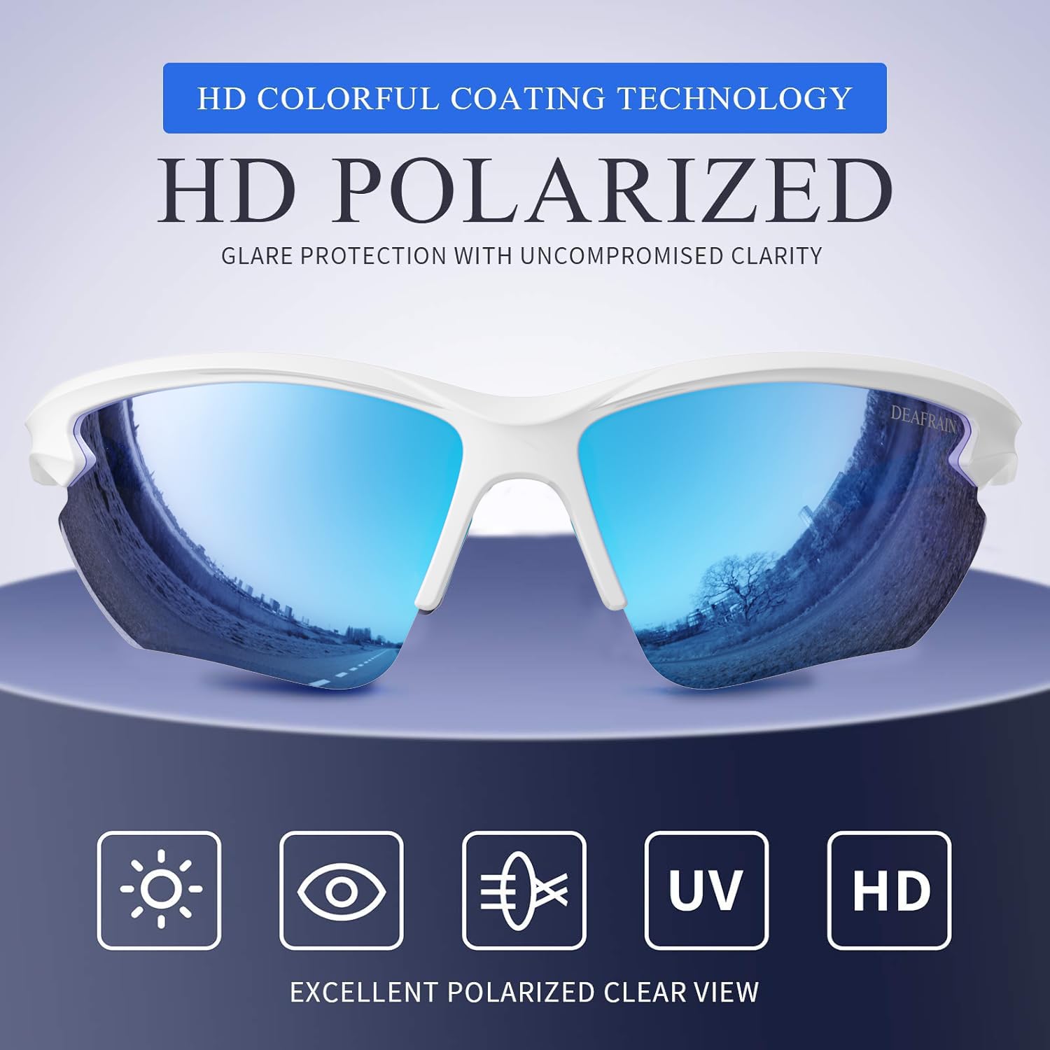 DEAFRAIN Polaryzacyjne sportowe okulary przeciwsłoneczne dla mężczyzn kobiet jazda na rowerze bieganie wędkarstwo okulary TR90 niezniszczalna oprawka ochrona UV Z87