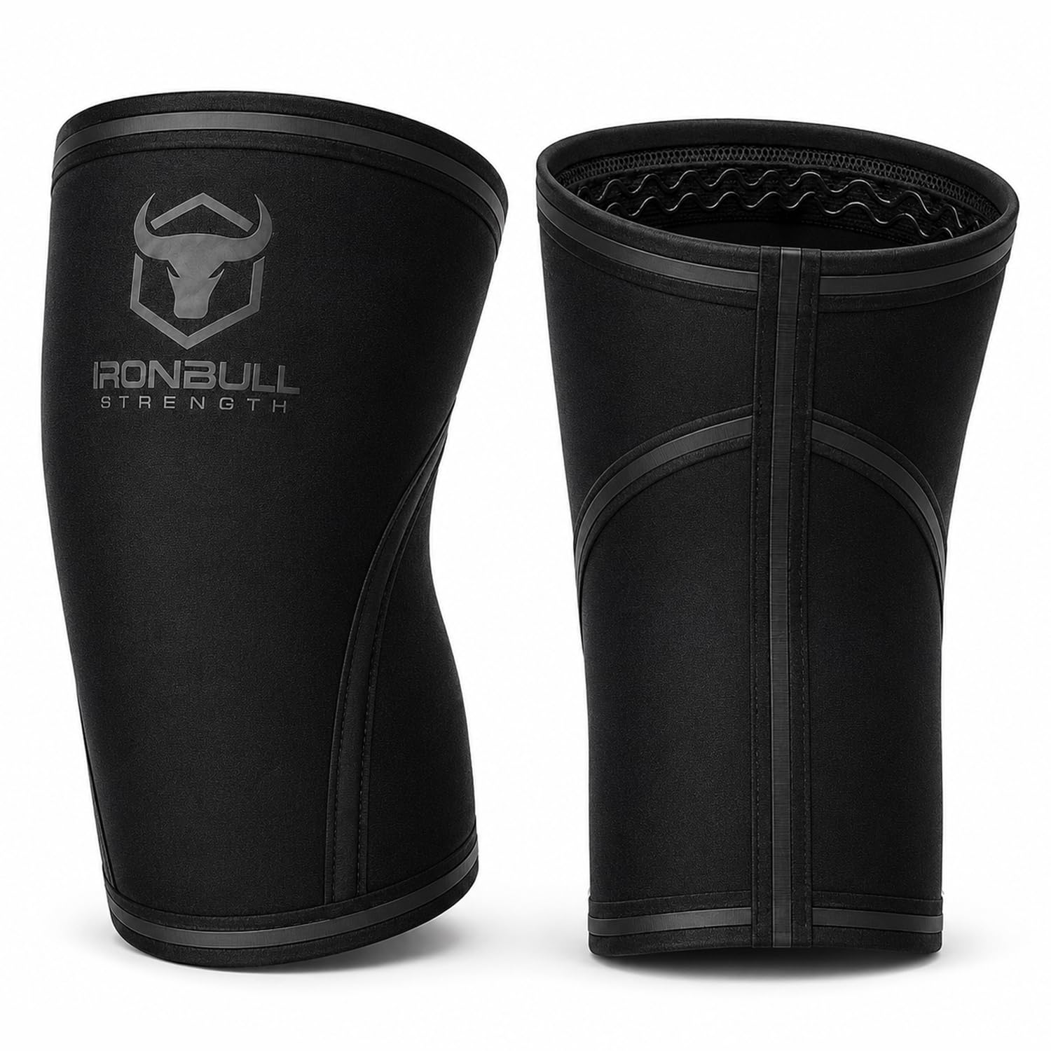 Iron Bull Strength Ginocchiere da 7mm (1 Paio) - Ginocchiera di Supporto Ad Elevate Prestazioni per Sollevamento Pesi, Powerlifting & Crossfit - La Miglior Cinghia & Fascia per Il Ginocchio