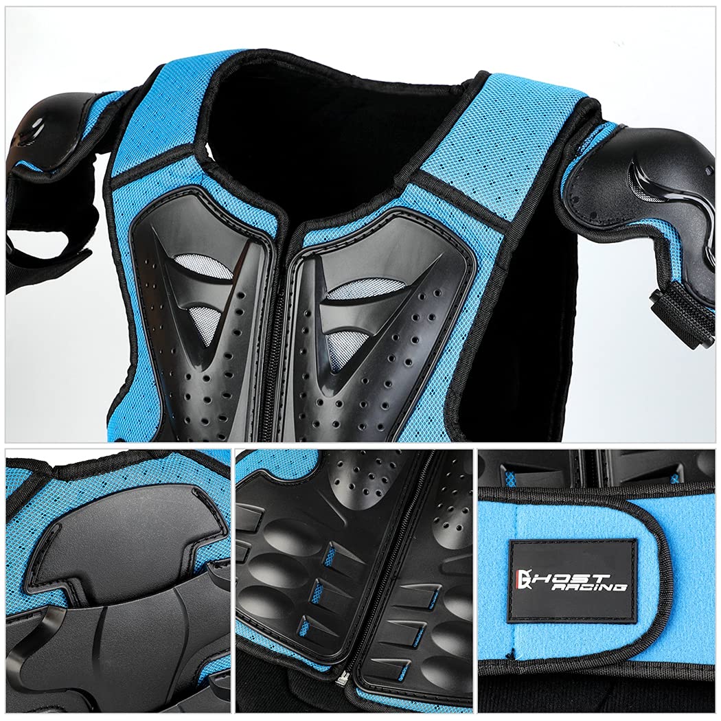 Juego de equipo de protección para niños, rodillera y coderas de seguridad transpirable con protector de pecho, equipo de protección deportivo para motociclismo, patinaje, patinaje, ciclismo