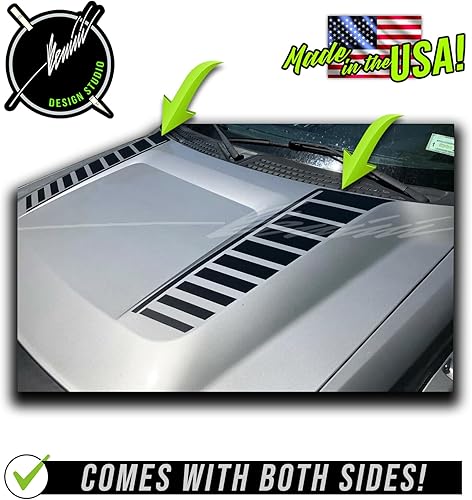 Miniatura 2 de BENINI DESIGN STUDIO - Side Strobe Hood Racing Blackout Stripes Graphics Strobe Vinyl Decal Kit Compatible with Ford F-150 F150 F-150 2009-2014 (Red)