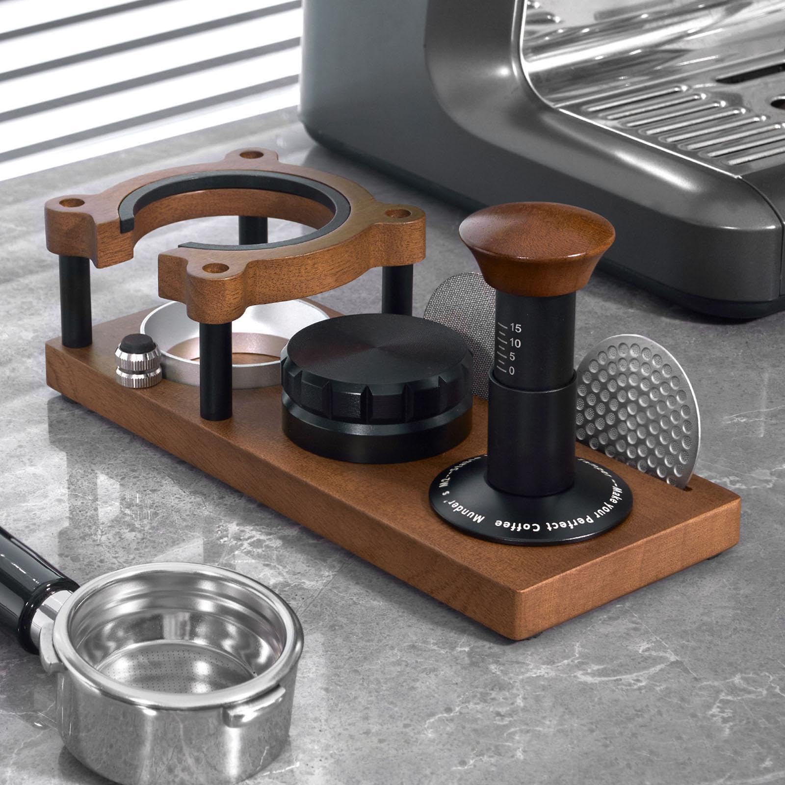 Estación de prensado de café, organizador de café, base de Para madera duradera para prensado de, barra de cocina, soporte ajustable para, Color de registro, rectángulo