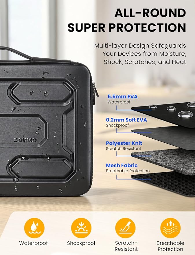 Funda rígida para laptop DOMISO 15-6 pulgadas impermeable negra miniatura 2