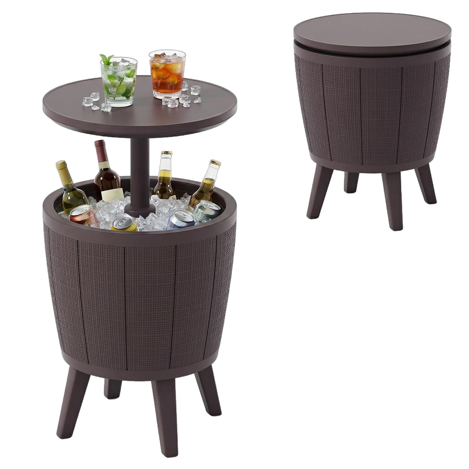 Table glacière 38 L GOPLUS table d'appoint d'extérieur brune