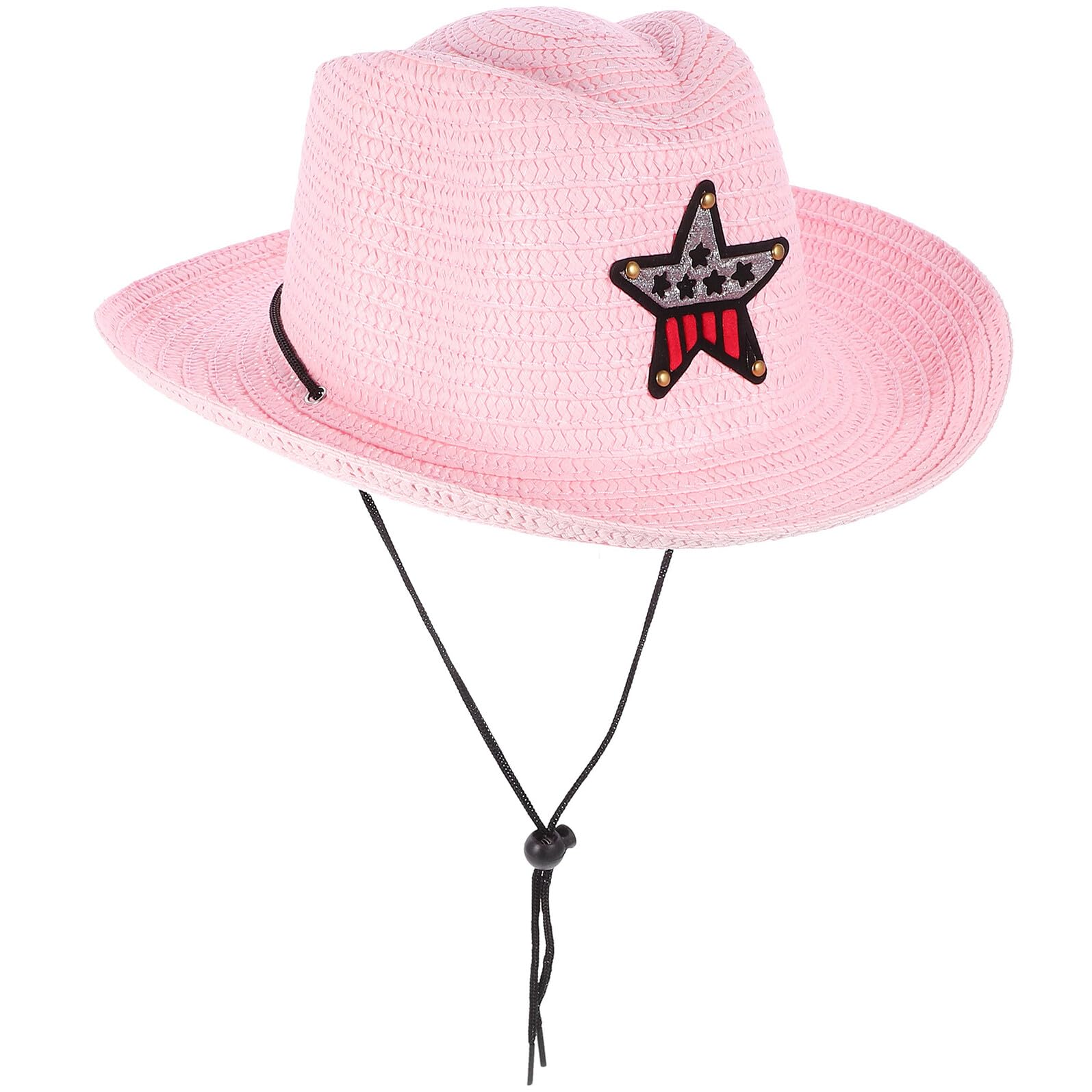 YSJNHX Cappello di Paglia per Bambini Cappello da Sole da Spiaggia per Bambini Tesa Larga Traspirante Decorazione per Feste in Stile Occidentale Protezione Estiva all'aperto Rosa
