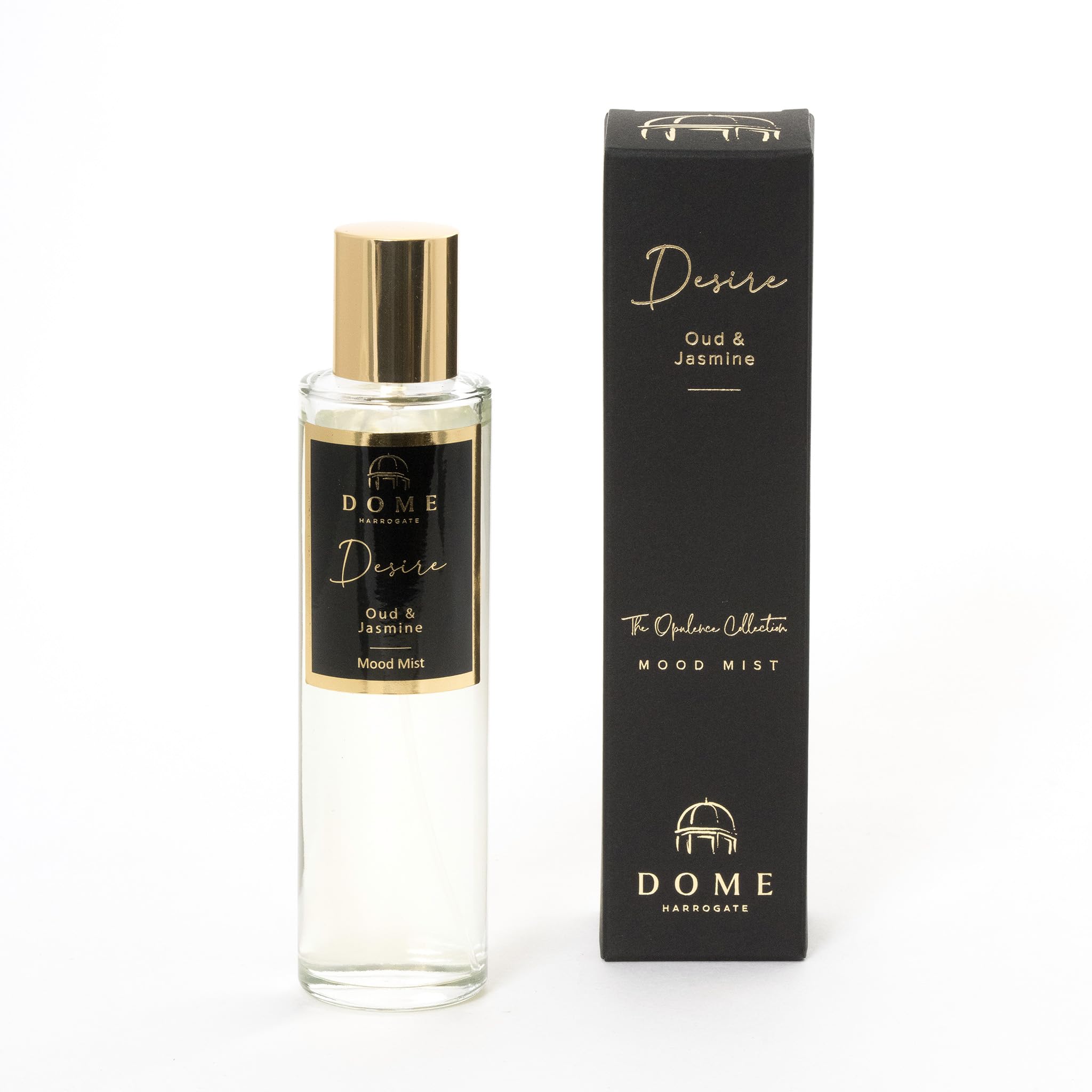 Dome of Harrogate | Desire Oud & Jasmine Room Mist – Luxury Essential Oil Spray with Rose | Deep Sensual Scent for Home, Linens & Body | Opulence Collection | Aromatherapy Mood Mist |