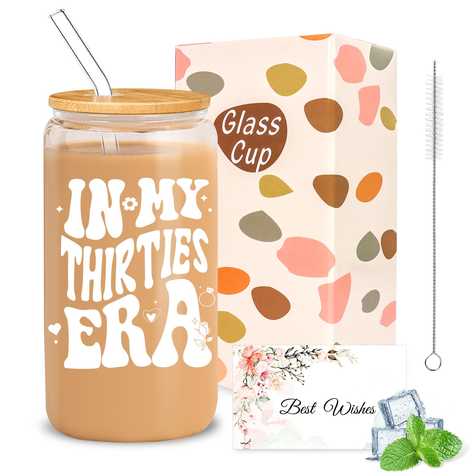 KufaerBeam 30th Birthday Gifts for Women - 16oz in My Thirties Era Iced Coffee Cup -Unique 30th Birthday Present for Bestie, Sister, Daughter, Wife (Thirty)