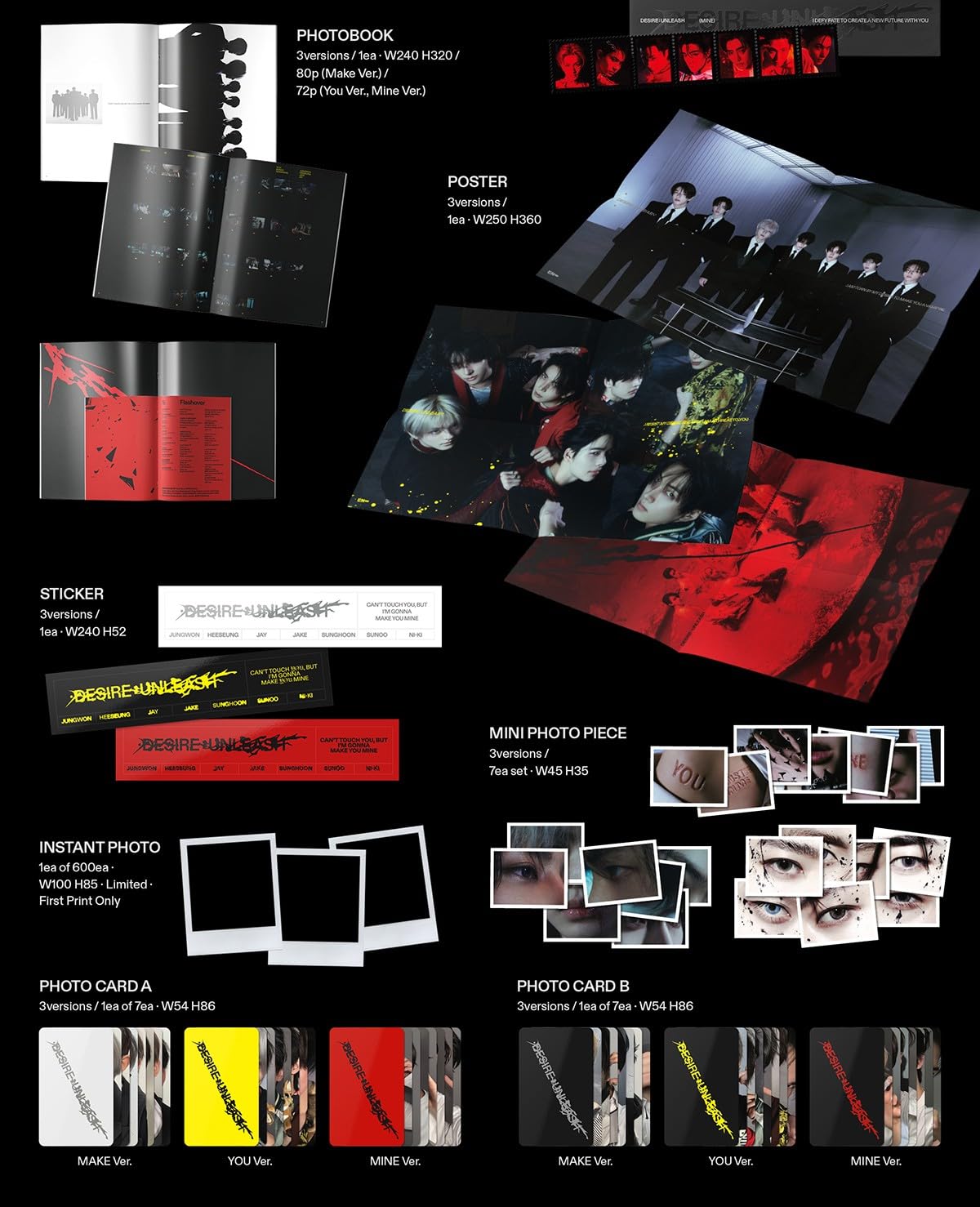 ENHYPEN DESIRE:UNLEASH(ENGENEver)7形態セット DESIRE : UNLEASH ENHYPEN All Set [3 Photobook Ver + 7 ENGENE Ver +