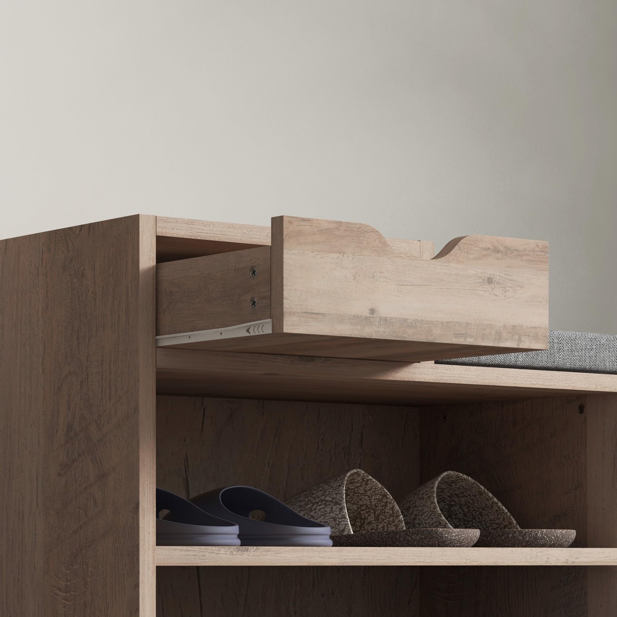 HOMCOM Panca Scarpiera Moderna con 3 Ripiani Aperti, 76.5x30x52 cm, Grigio | Cassetti, Scarpiera Bassa, Truciolato, Poliestere e Spugna