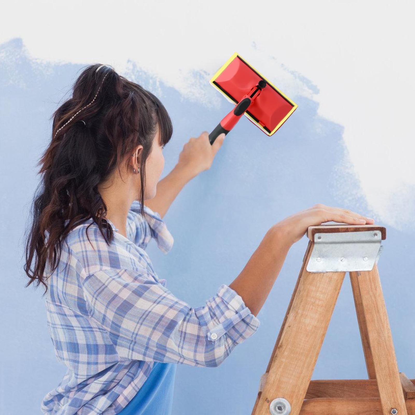 Applicatore di vernice per parete, strumento per dipingere la casa con manico lungo, ideale per angoli e soffitti, applicatore perfetto per pavimenti in legno, recinzioni, mobili e terrazze,