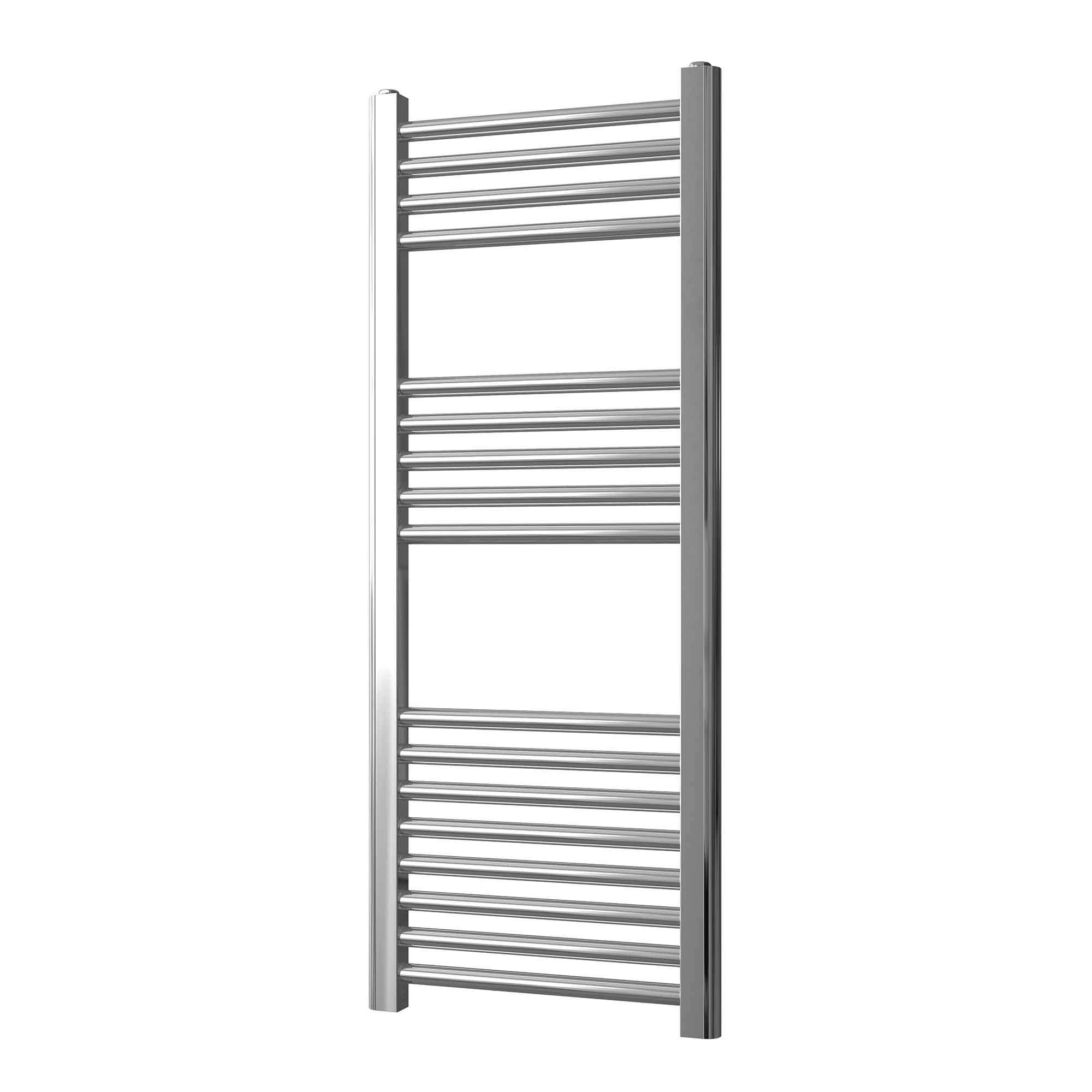 Greened House Chrome Straight Heated Towel Rail 400mm W x 1000mm H Flat Central Heating Towel Radiator