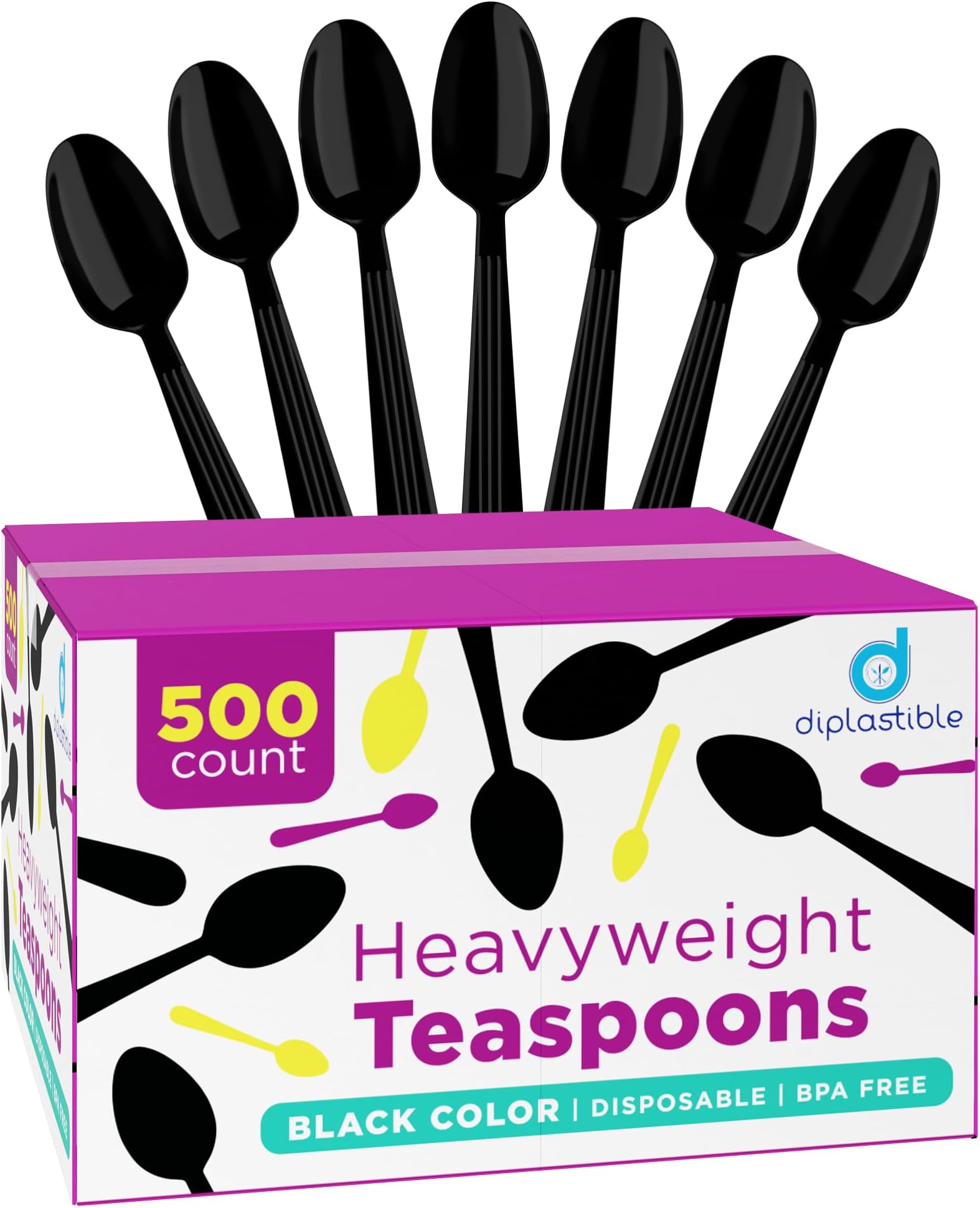 100 pack Black Spoons plastic silverware disposable cutlery