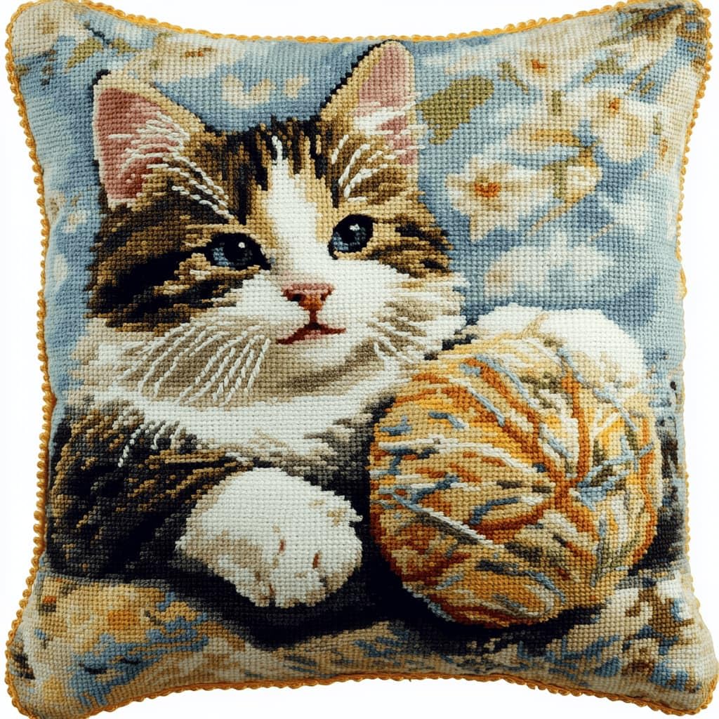 AxiangziK Latch Hook Pillow Kit for Adults,Cat 17X17In Latch Hook Kit for Pillow Cover with Instruction for Beginner Cross Stitch Sofa Cushion Cover with Crochet Yarn for Beginners and Home Decor