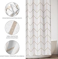 Vista 5 de mDesign - Cortina de ducha de tela de fácil cuidado con ojales reforzados, para duchas y bañeras, lavable a máquina, diseño de zigzag, 72” x 72