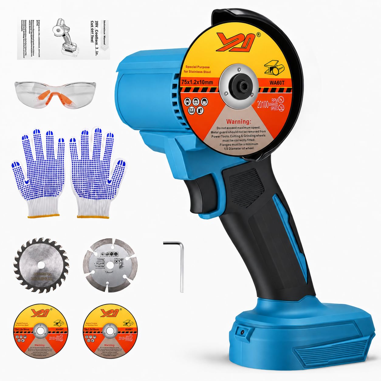 Brushless Mini Angle Grinder 20000RPM, 3-Inch Cordless Cut Off Tool