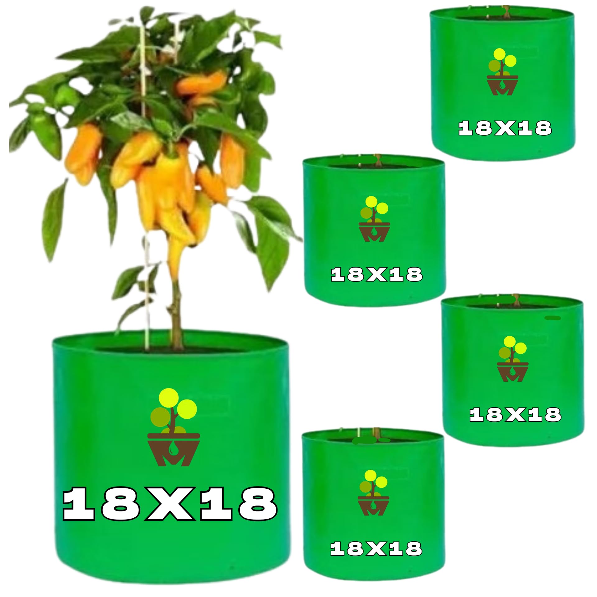 MASHKI HDPE Grow Bags 18"x18" Inches Grow Bags for Home Gardening/Terrace/Balcony Gardening/Vegetable Plants for Home Gardening Big Size (4)-image-10
