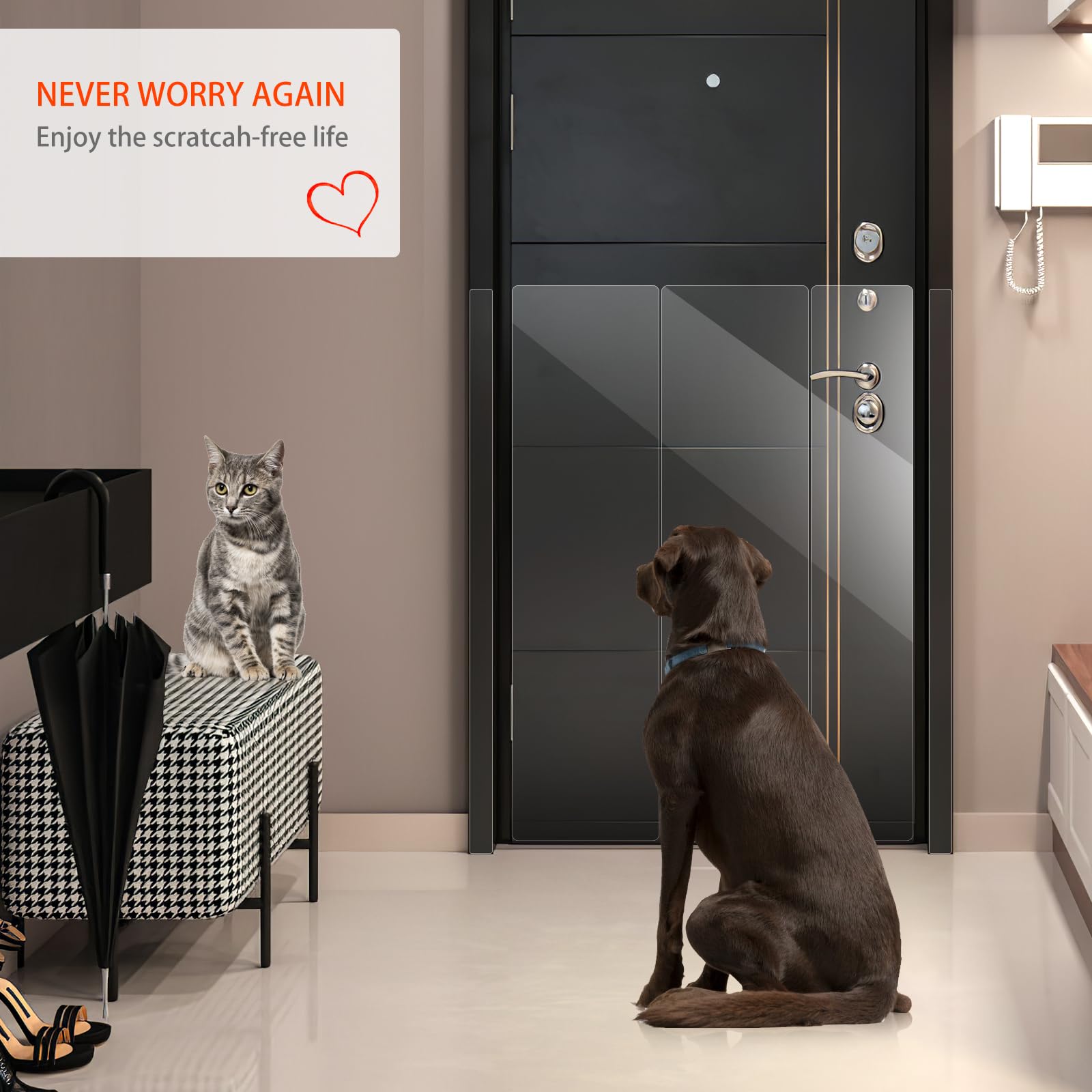 Protector Anti-Arañazos de Puertas, Protectores de sofá de plástico para Mascotas (40 x 100cm x 4Rollos), Adhesivo Grande antiarañazos para Gatos, Protector de Muebles