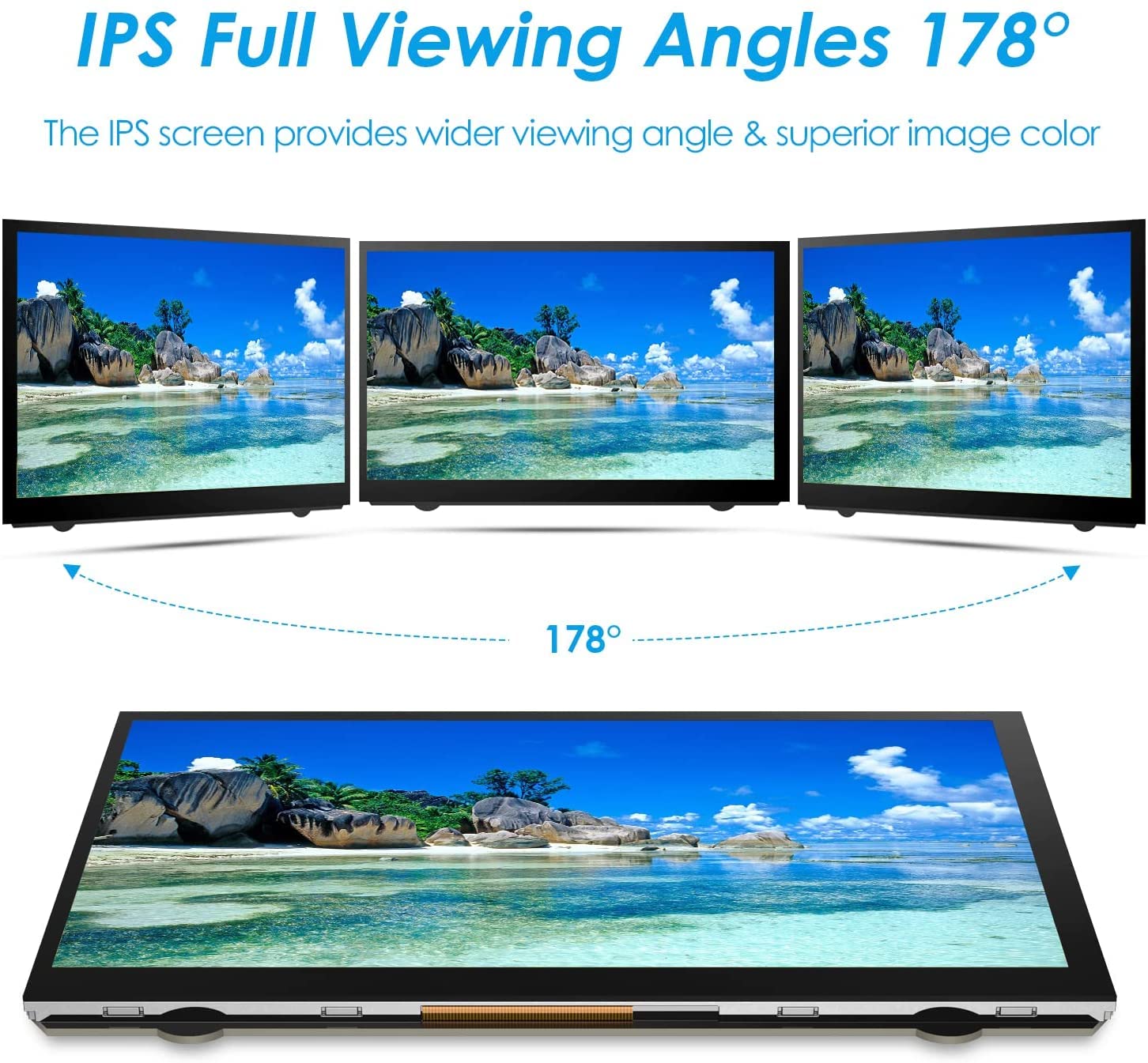 HMTECH Schermo da 7 pollici Raspberry Pi 800x480 Monitor portatile HDMI Schermo LCD IPS per Raspberry Pi 4/3/2/Zero/B/B+ Win10/8/7 (non touch)