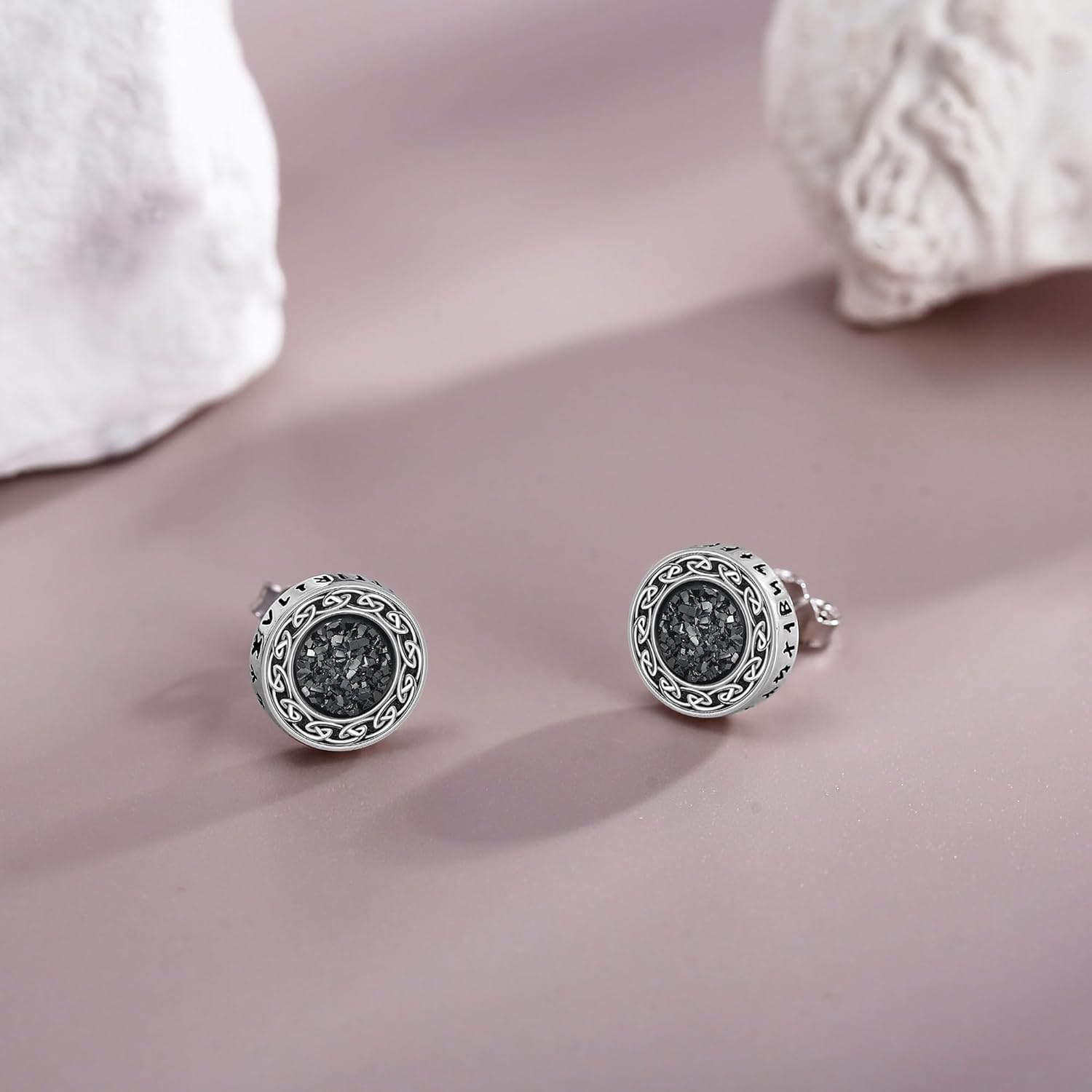 Viking Earrings Men 925 Sterling Silver Viking Rune Stud Earrings Aretes de Hombre Jewelry Gifts for Men Women - Image 2