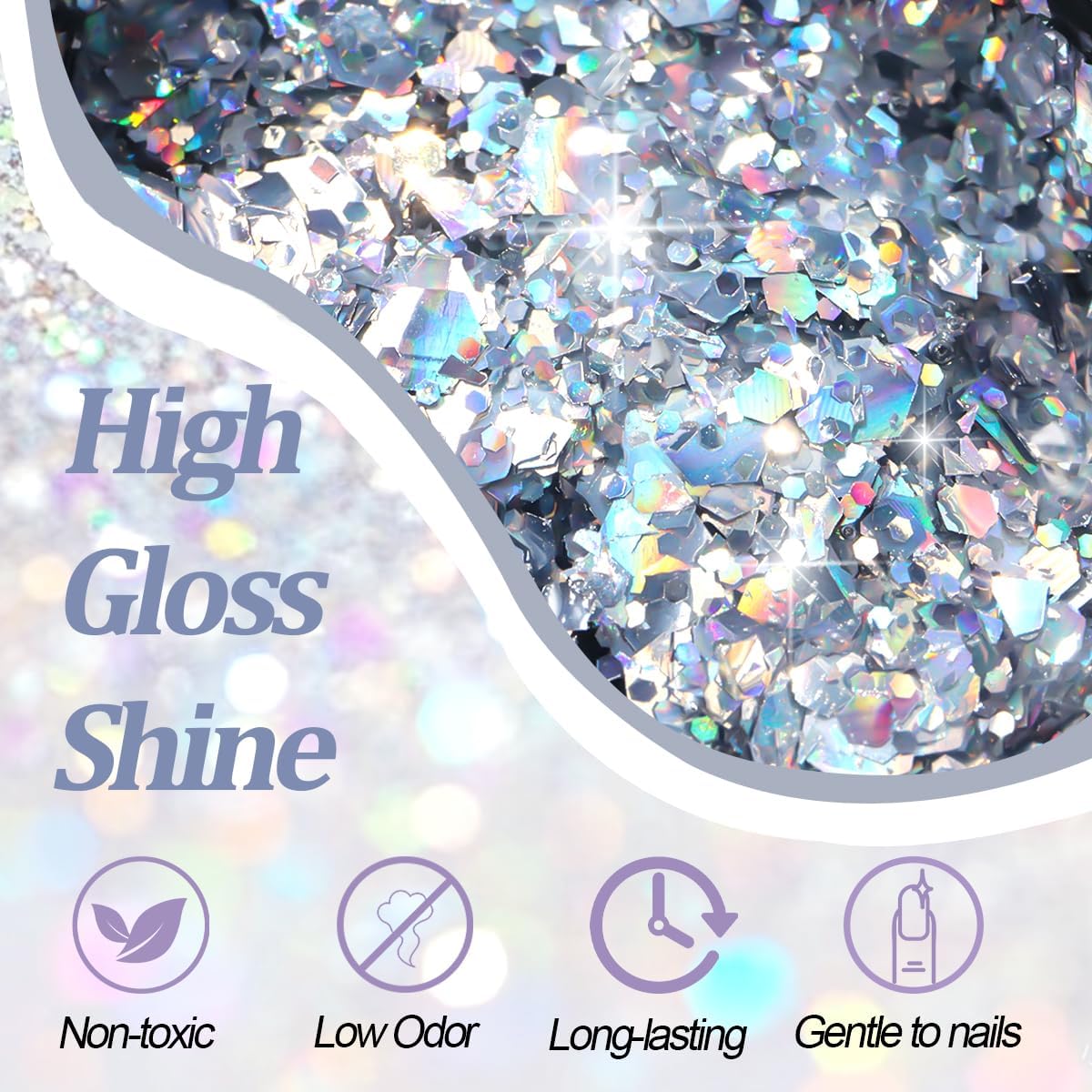 Glitter Gel Nail Polish Set, 9 Colors Glitter Sequins Nail Gel Holographic Laser Effect Sparkle Shimmer 3D Gels Nail Polish Soak Off Curing Need Home Salon DIY Manicure Nail Art Design