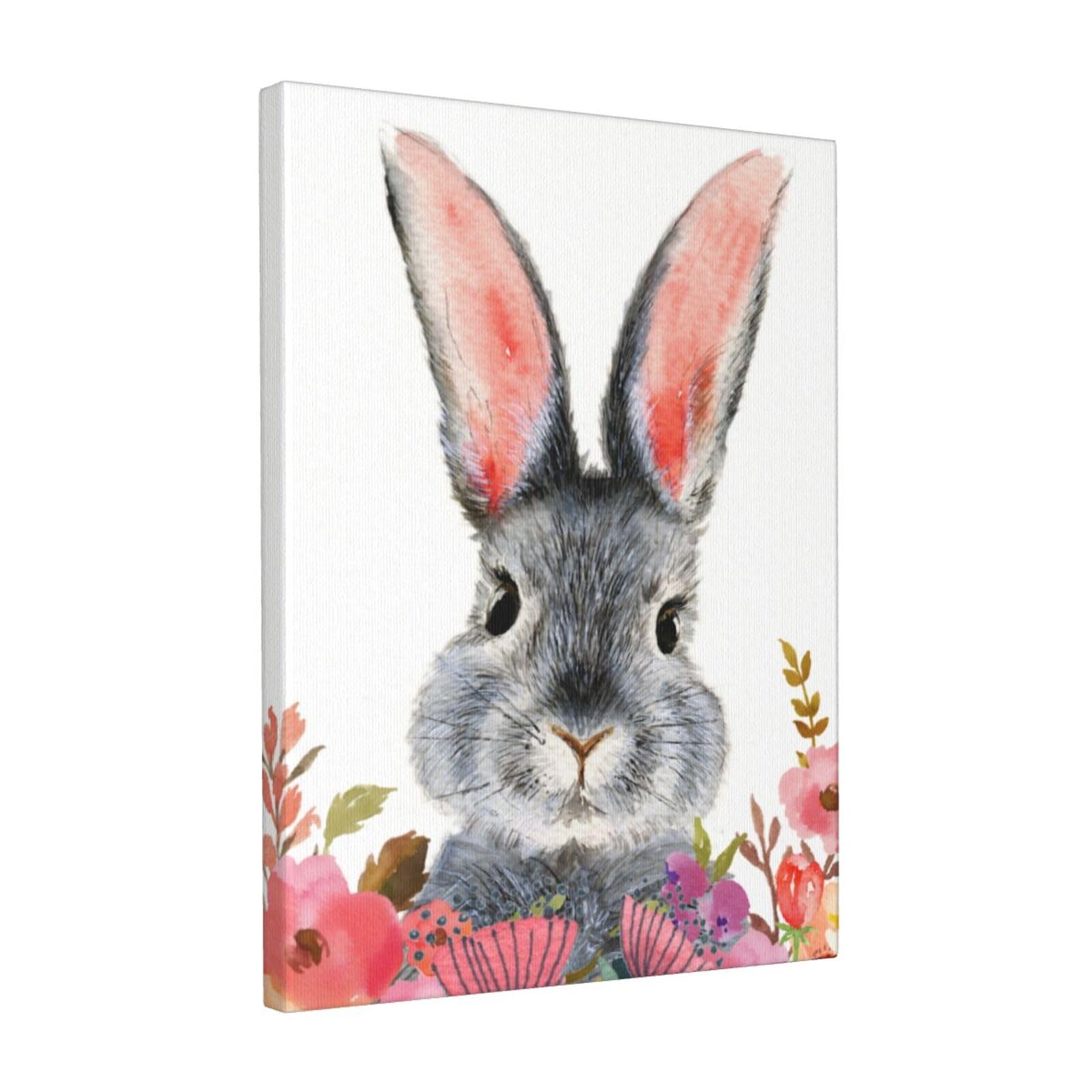 Amazon.co.jp: アートパネル うさぎ 兎 ウサギ 花 可愛い (1） アート