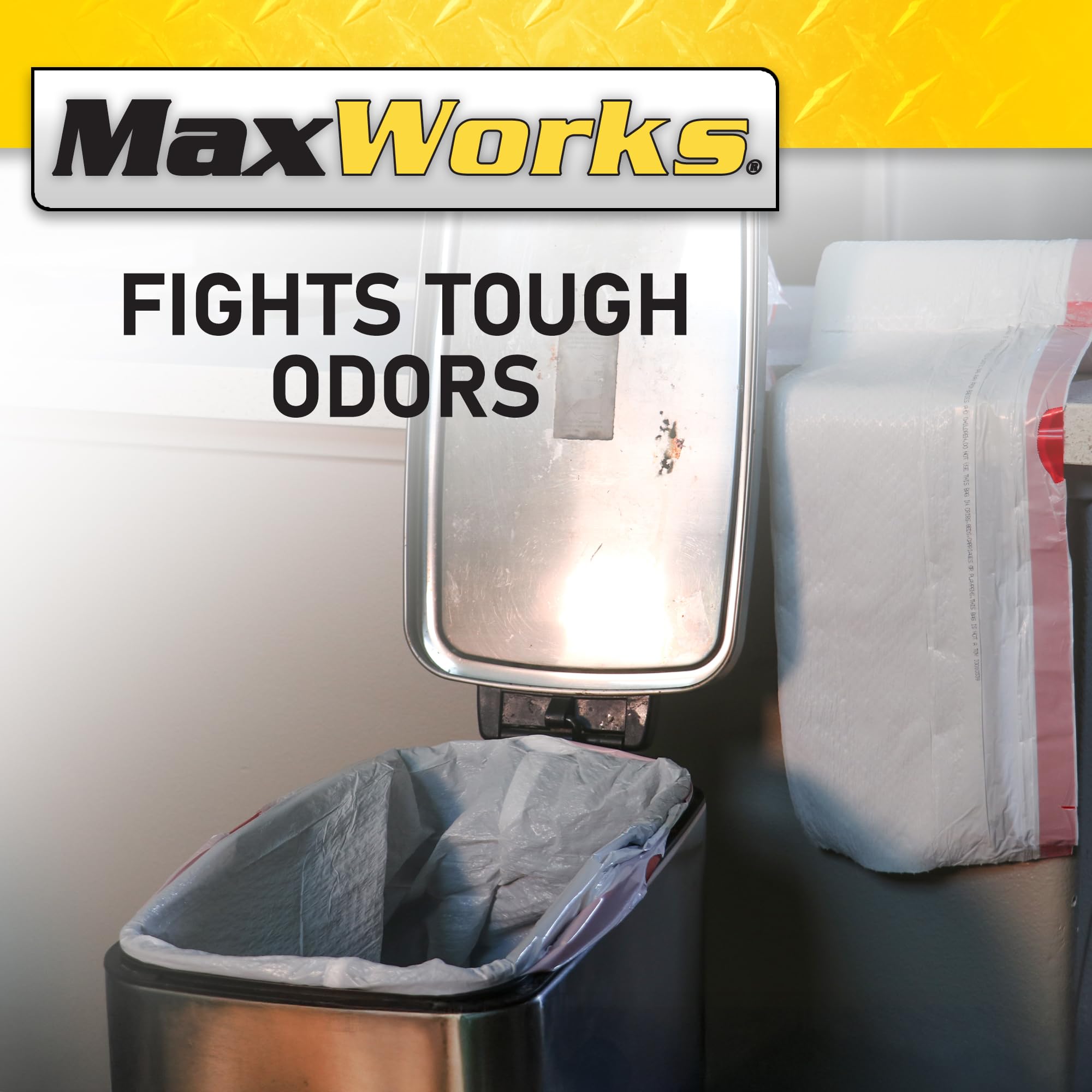 MaxWorks 51040 - Bolsa de basura de 13 galones, paquete de 80 unidades con correa, material de polietileno, grosor de 0.9 mil, tamaño 25 x 24 pulgadas, para fiestas en el hogar, reuniones, limpieza,