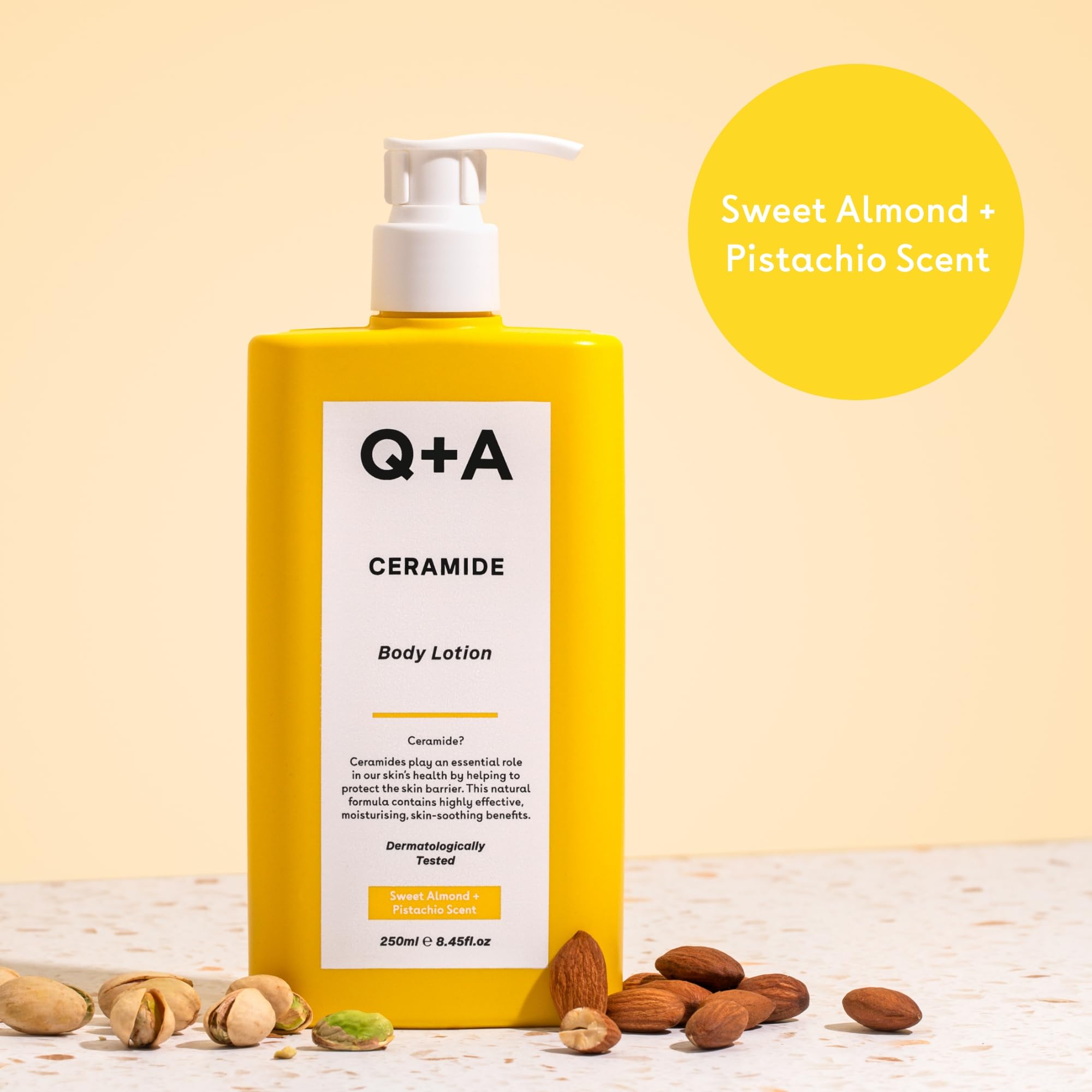 Q+A Ceramid Body Lotion: A nourishing body lotion with squalane, pineapple ceramides, and a protective sugar complex. Provides deep hydration like body butter. 250 ml