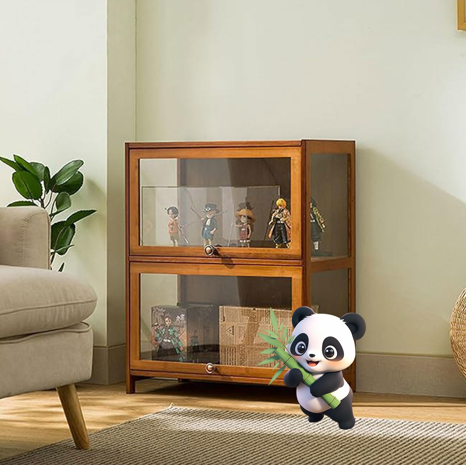 Amazon.co.jp: Moubhjd 天然竹製 透明パネル キャビネット