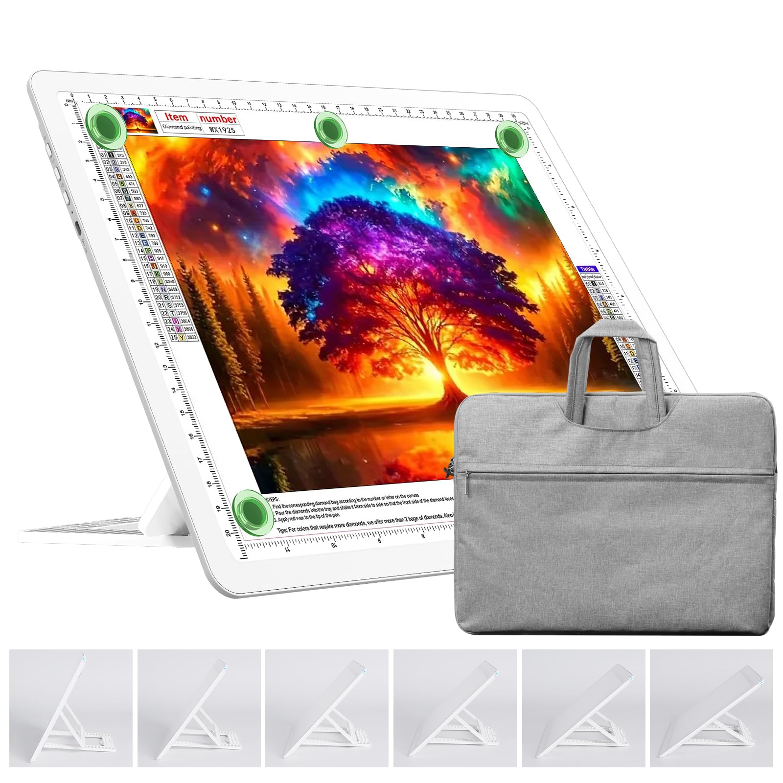 TOHETO Leuchttisch mit Ständer für Diamantmalerei, Ultraheller Leuchtkasten zum Zeichnen, LED Licht Pad zum Nachzeichnen